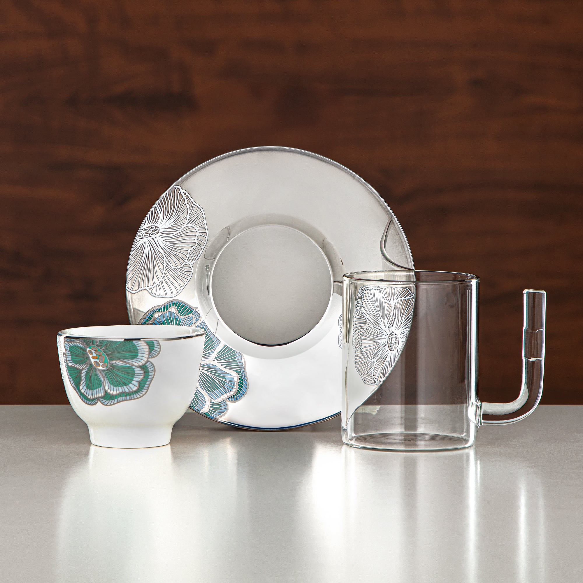 طقم ترامس المرجان 20 قطعة | فضي مطفي 1L + 1L (GOK-S-MS-MS + 18PCS-12257-2) – تقديم أنيق | التجمعات، المناسبات الخاصة، رمضان، عيد