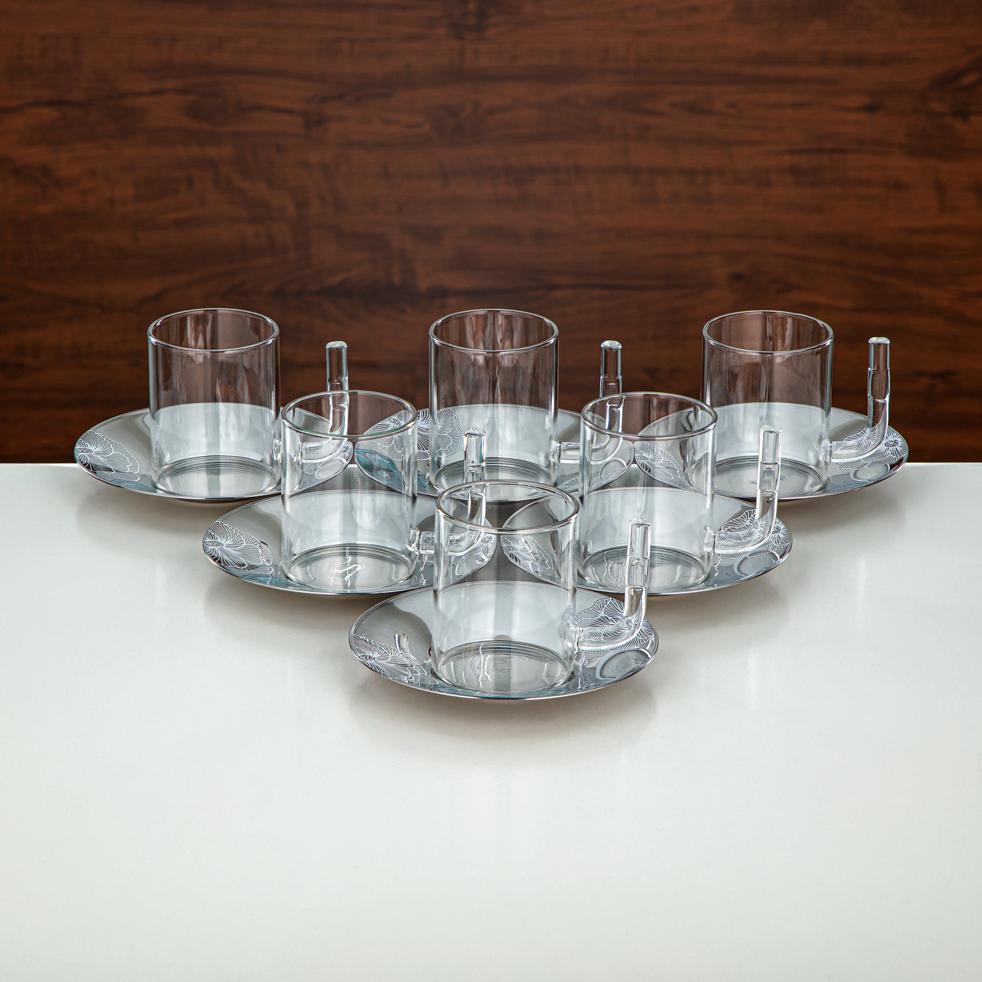 طقم شاي المرجان زجاج بوروسيليكات، ستانلس ستيل وخزف 18 قطعة (18PCS-12257-2) – مجموعة شاي إيميرالد بلوم