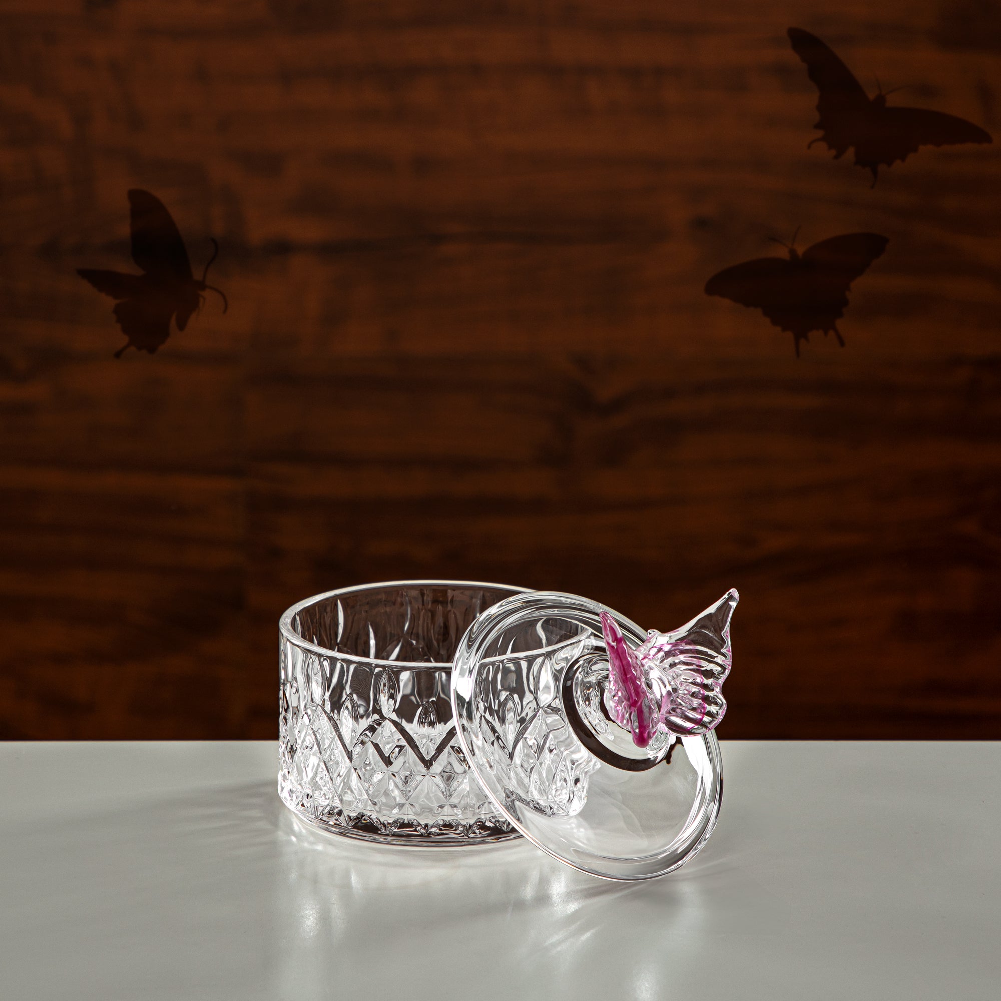 Almarjan Candy Bowl 10.5CM Glass Clear & Pink (41245-275-BG) Elegant Hosting Pieces