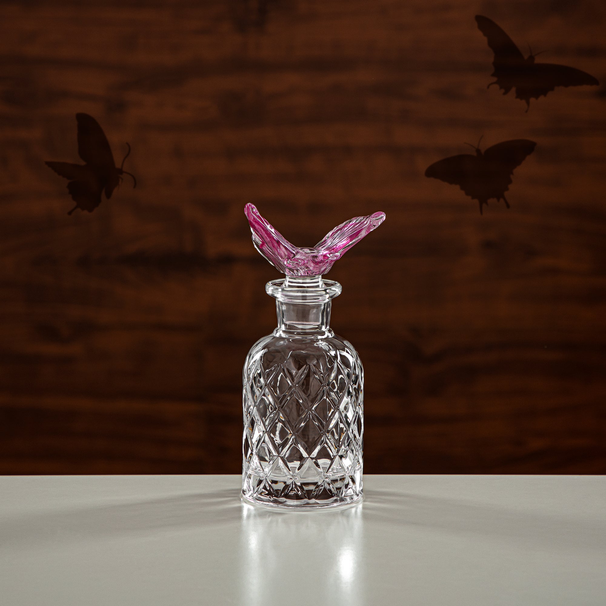 زجاجة عطر المرجان 140 مل زجاج شفاف ووردي (42304-111-BG) فن العود