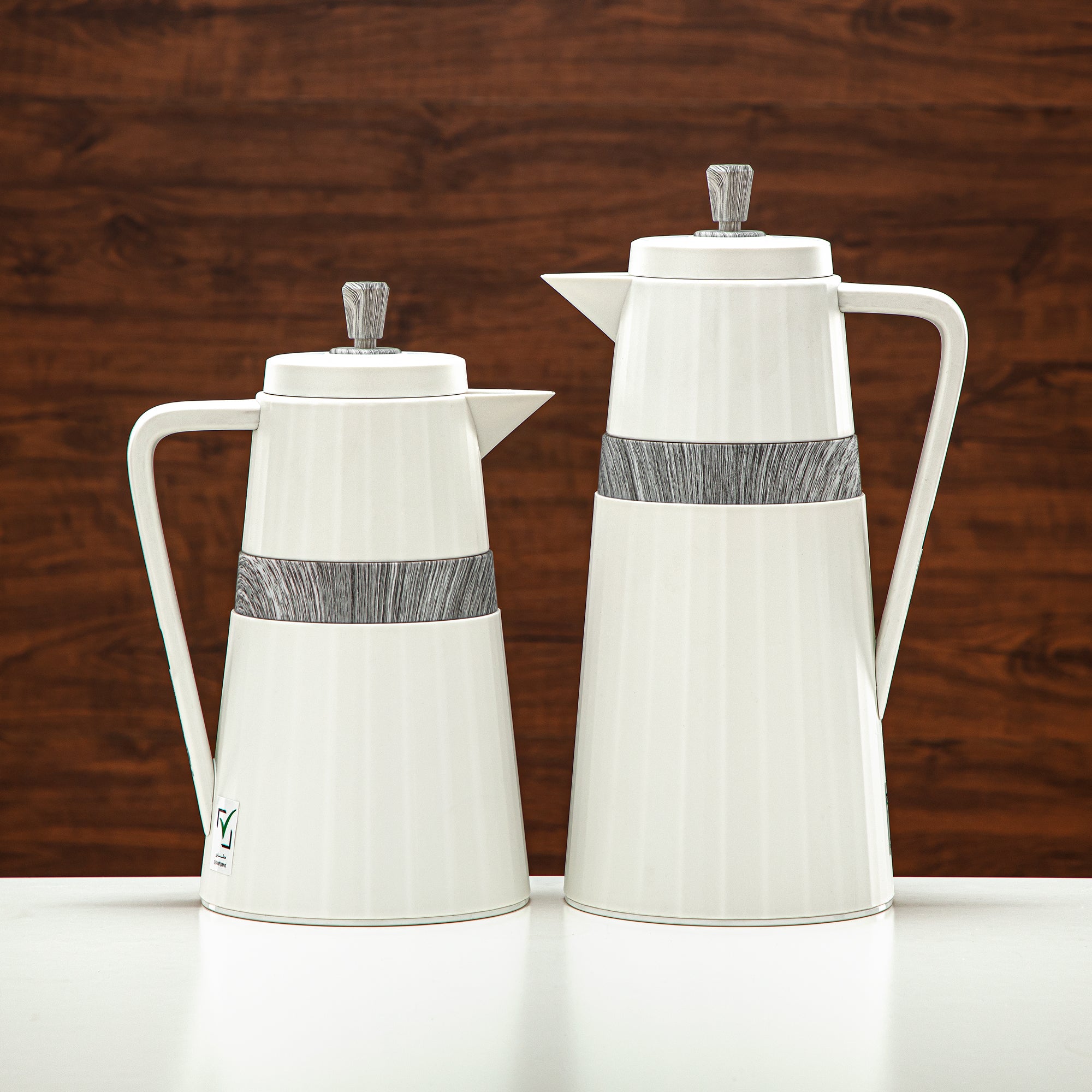 Almarjan 2 Pieces Vacuum Flask Set Ivory & Grey Marble - C77-IGM