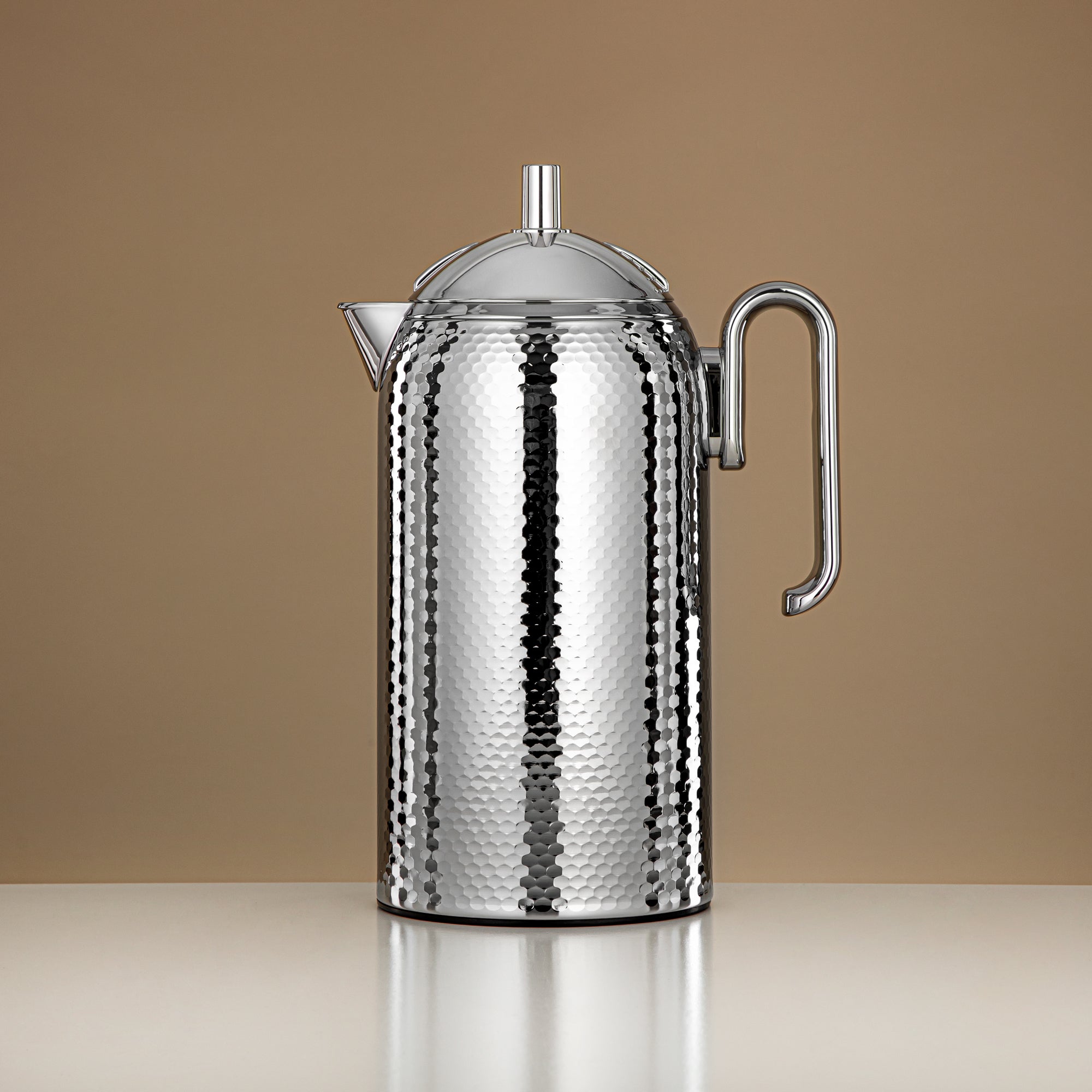 Almarjan Vacuum Flask Hammered Metal Body Glass Refill 1L (CHA-HC-100S) – Elegant Tea & Coffee Flask