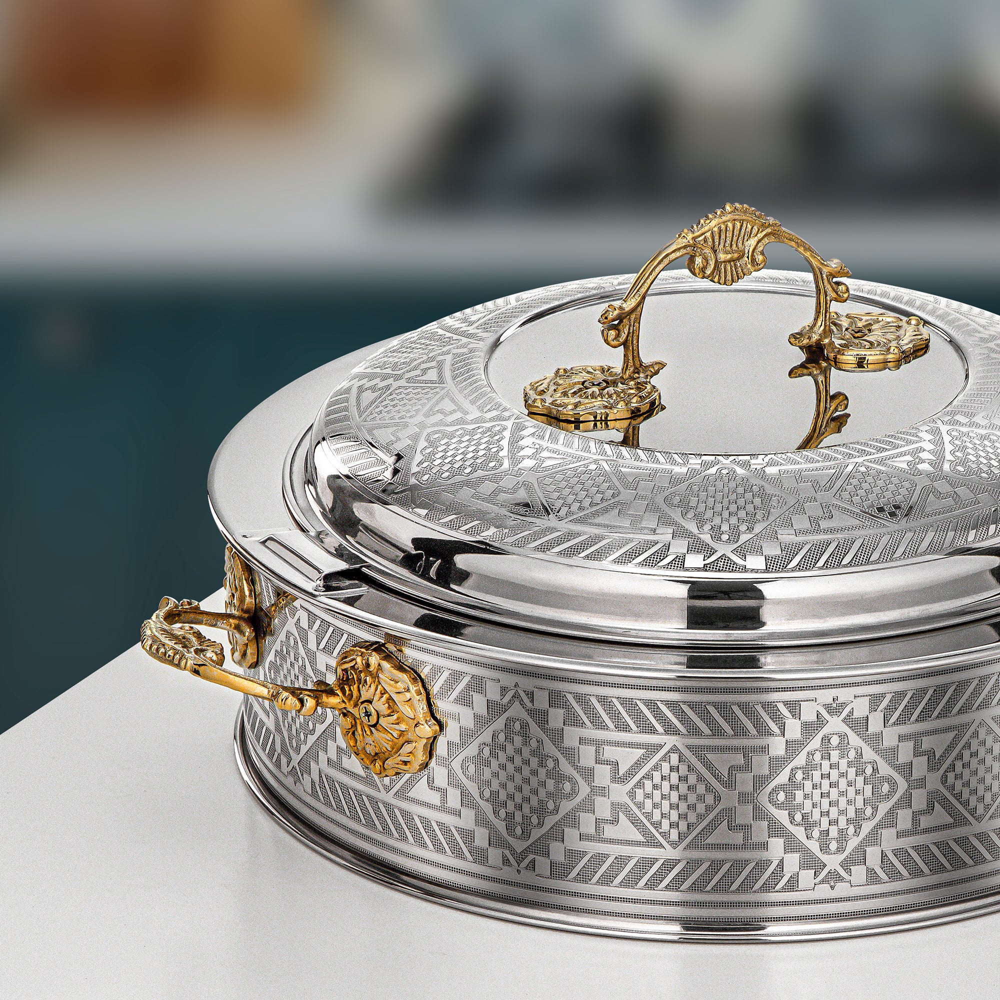 Almarjan Hot Pot Set 3 Pieces Silver & Gold - Areej Collection