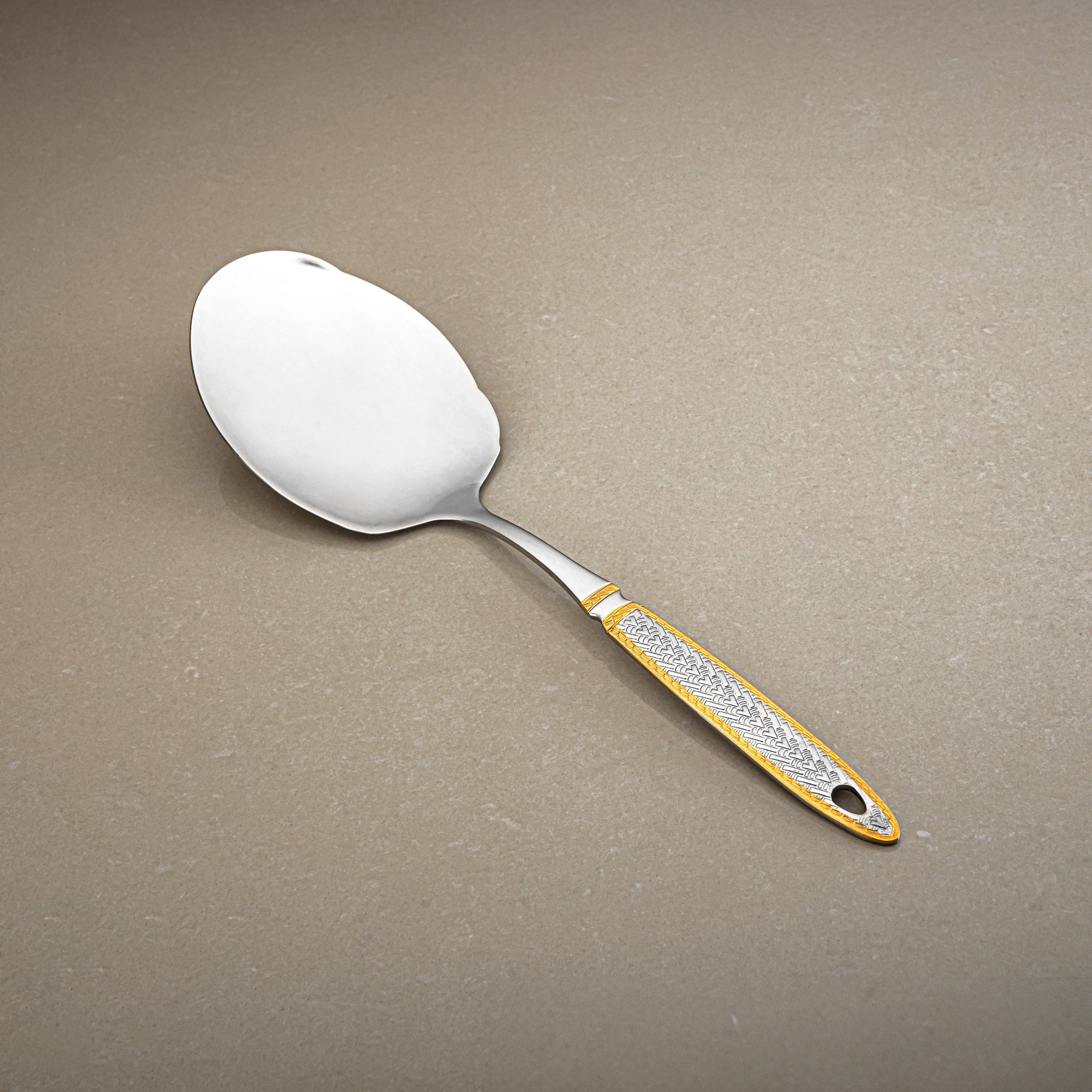 خادم أرز مسطح المرجان، ستانلس ستيل، فضي وذهبي (CUT0010489) أدوات مائدة أنيقة