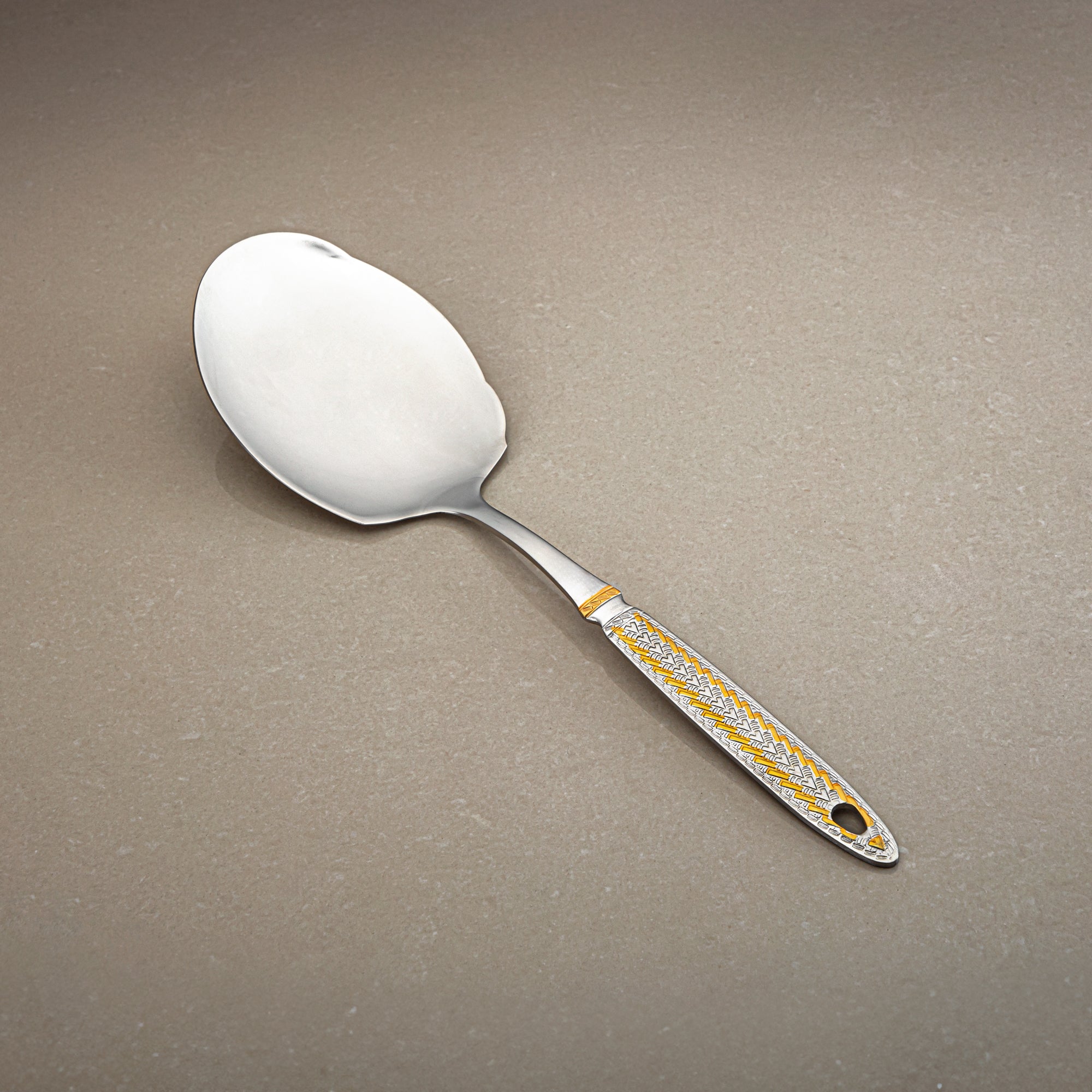 خادم أرز مسطح المرجان، ستانلس ستيل، فضي وذهبي (CUT0010495) أدوات مائدة أنيقة