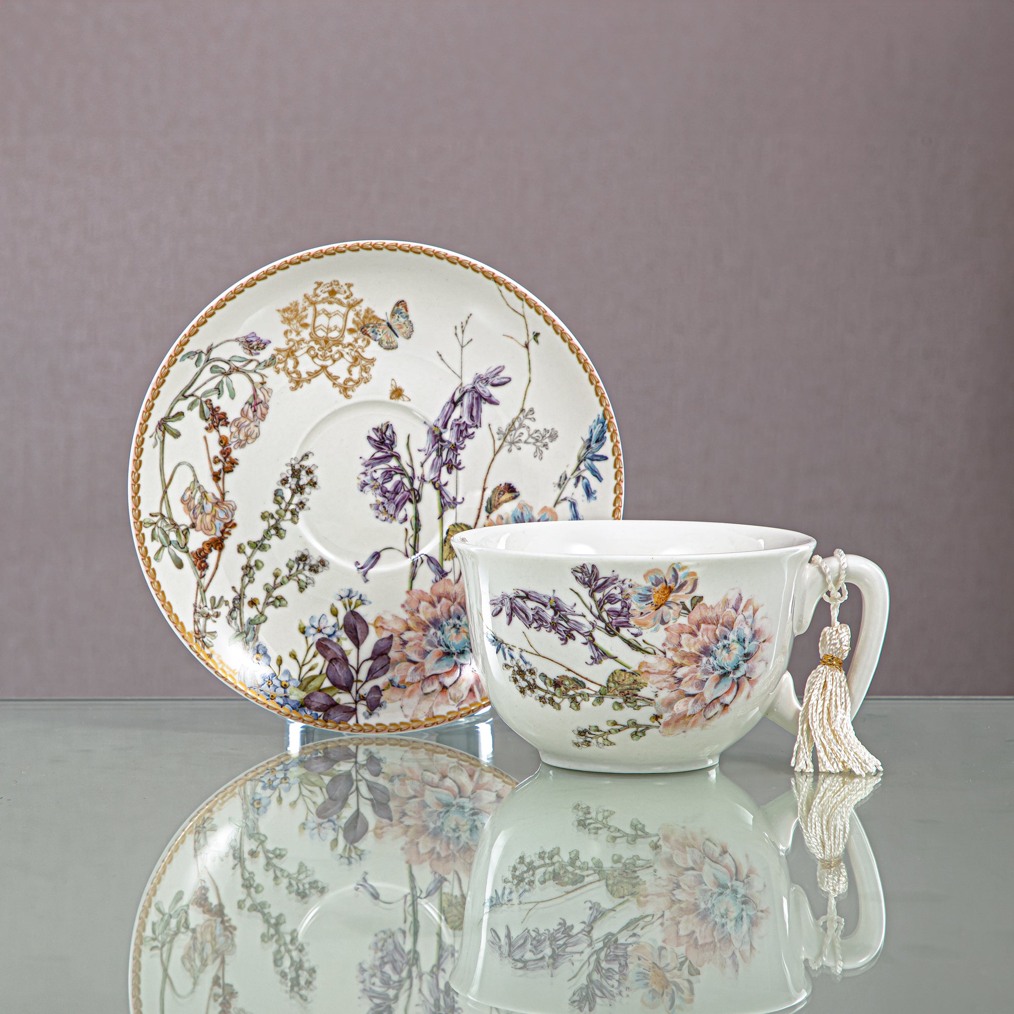 المرجان 300 مل كوب وصحن كابتشينو بورسلين - D480 R2003T1