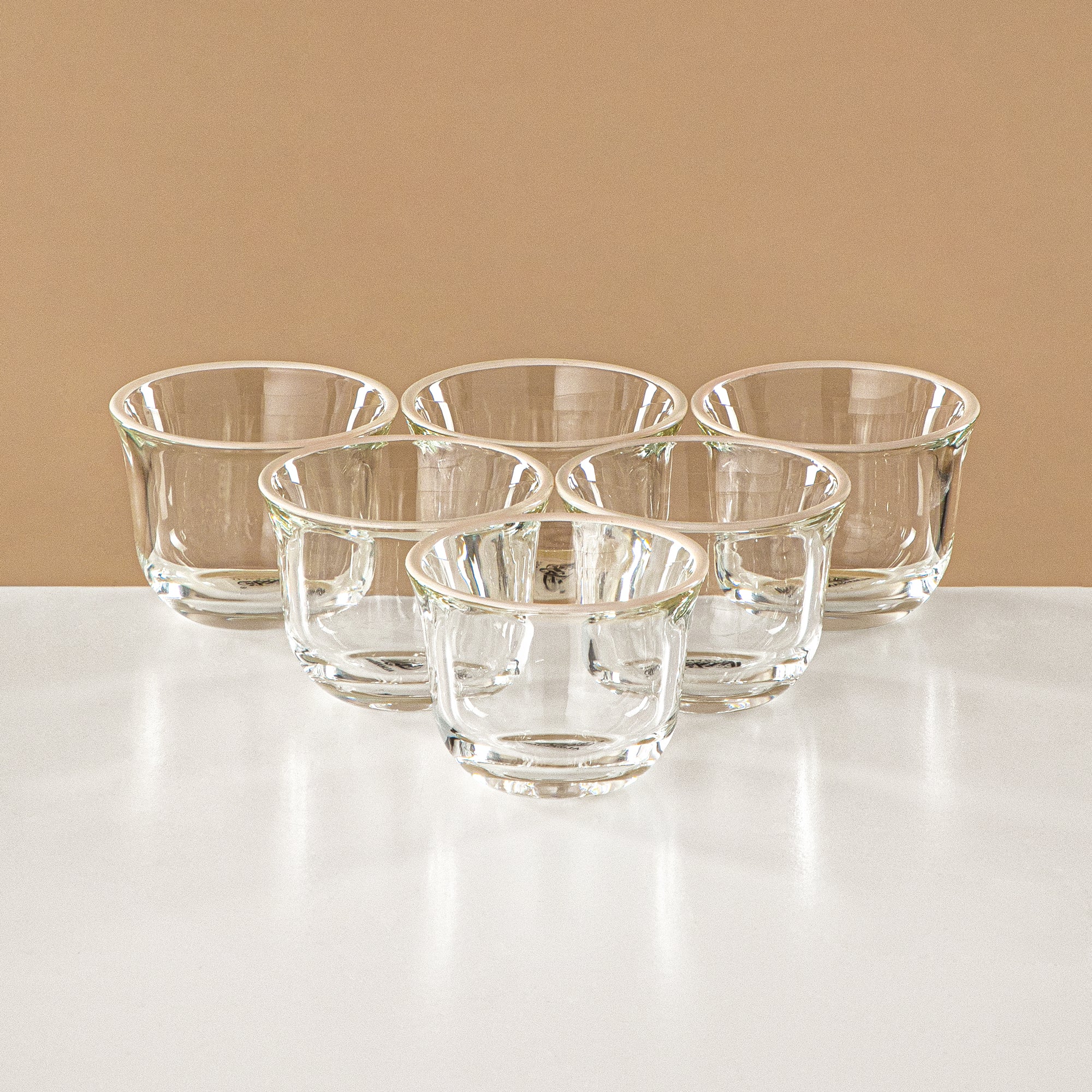 Almarjan Tea & Coffee Set 18 Pieces, Glass, Ivory Rim & Handle (FB808-18 ALLIV) - Elegant Serveware for Tea & Coffee