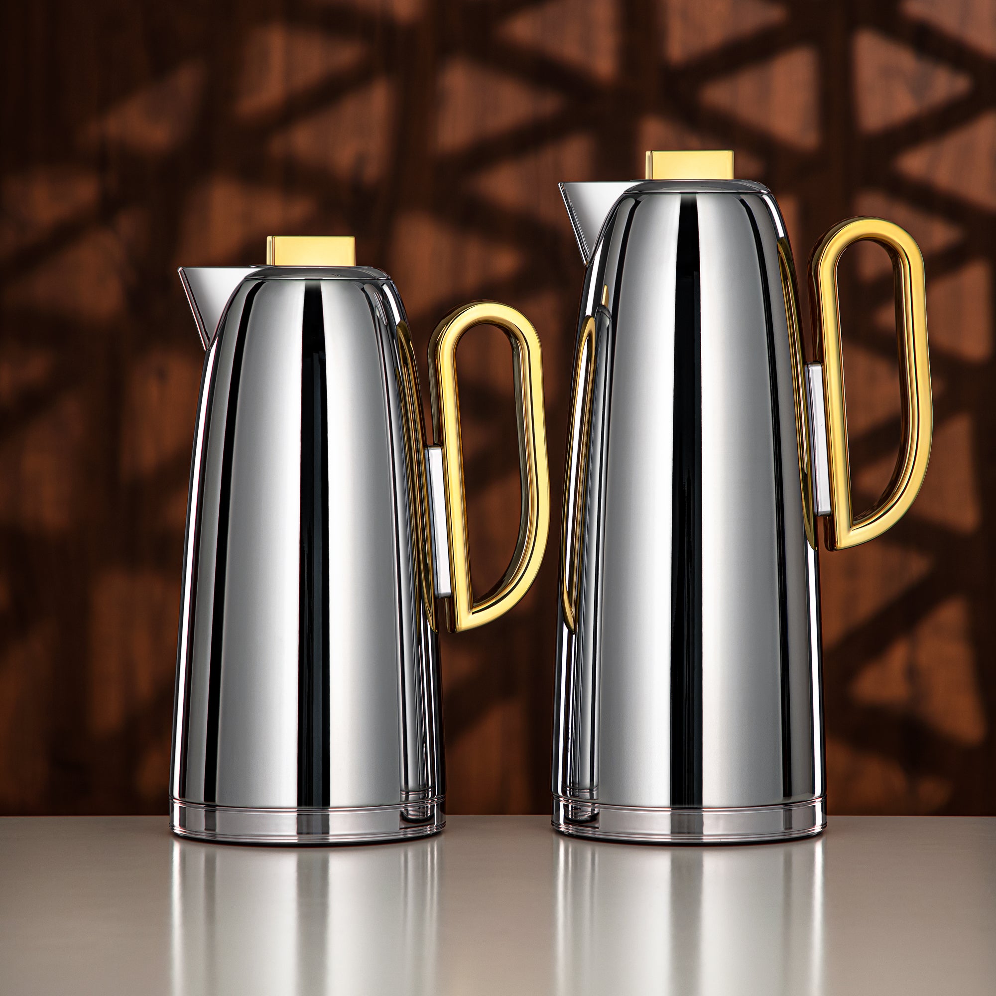 Almarjan Vacuum Flask Set 0.7L & 1L Silver & Gold
