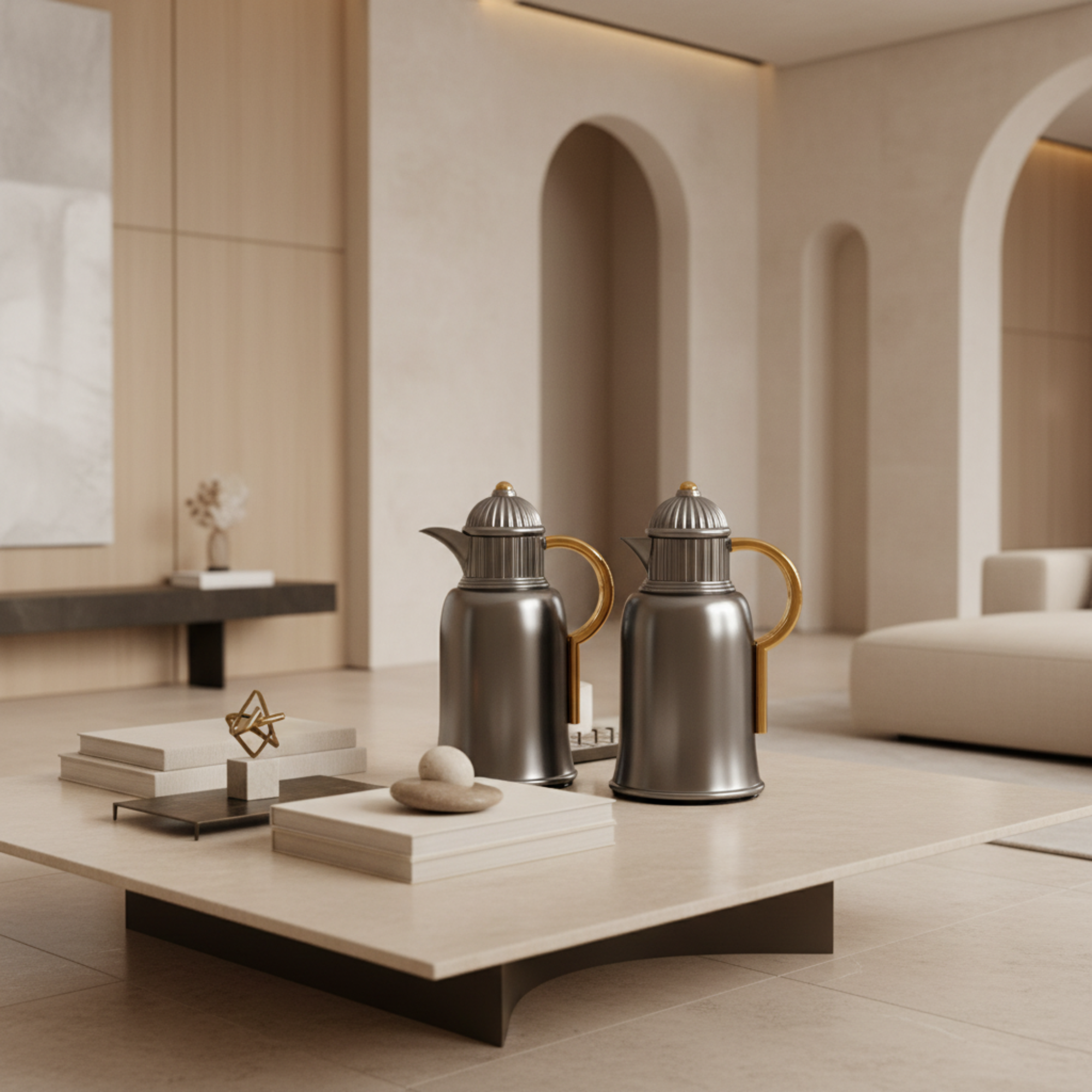 طقم ترامس المرجان 1 لتر + 1 لتر مطفي نيكل وذهبي