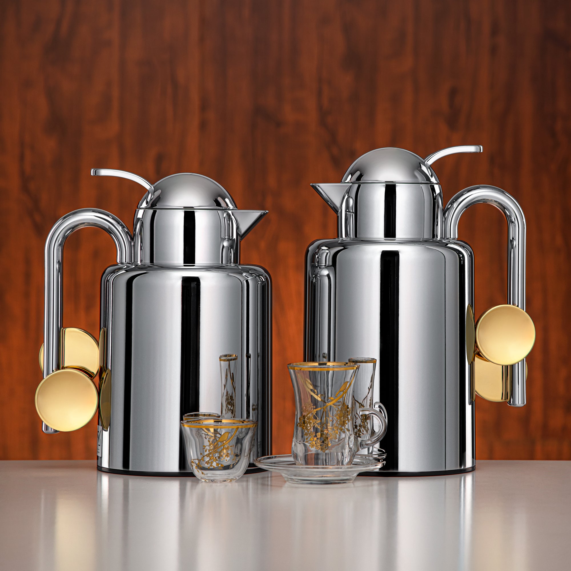 طقم ترامس المرجان مكون من 20 قطعة باللونين الفضي والذهبي