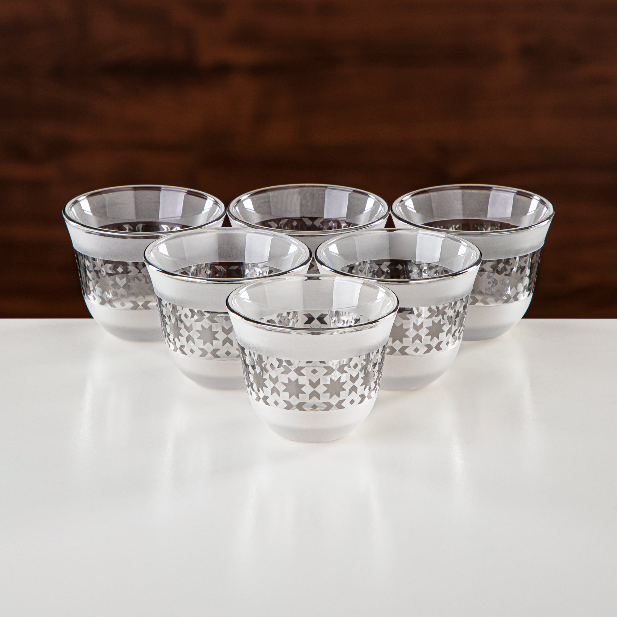 طقم شاي وقهوة المرجان 18 قطعة، زجاج، صقيع وفضي (GLS2630070) - تشيش أدوات المائدة