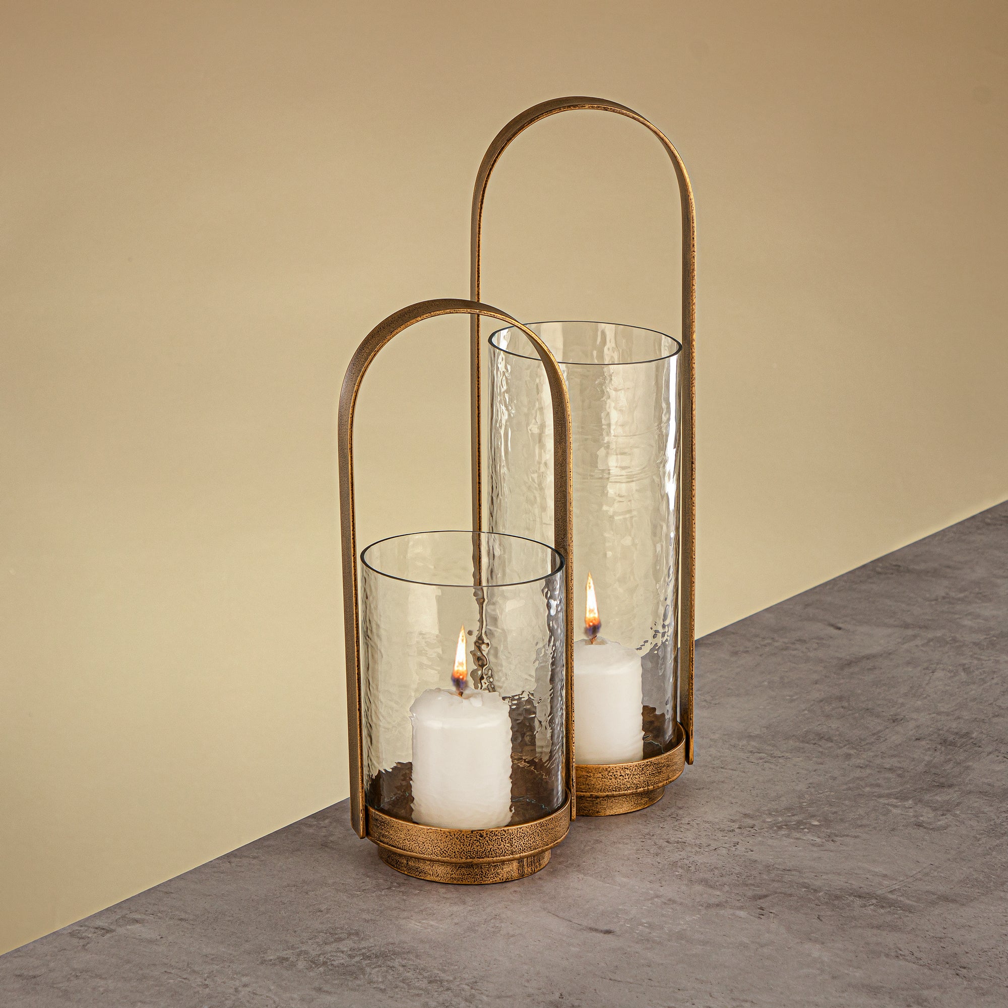 Almarjan Hurricane Lantern 32cm Antique Gold