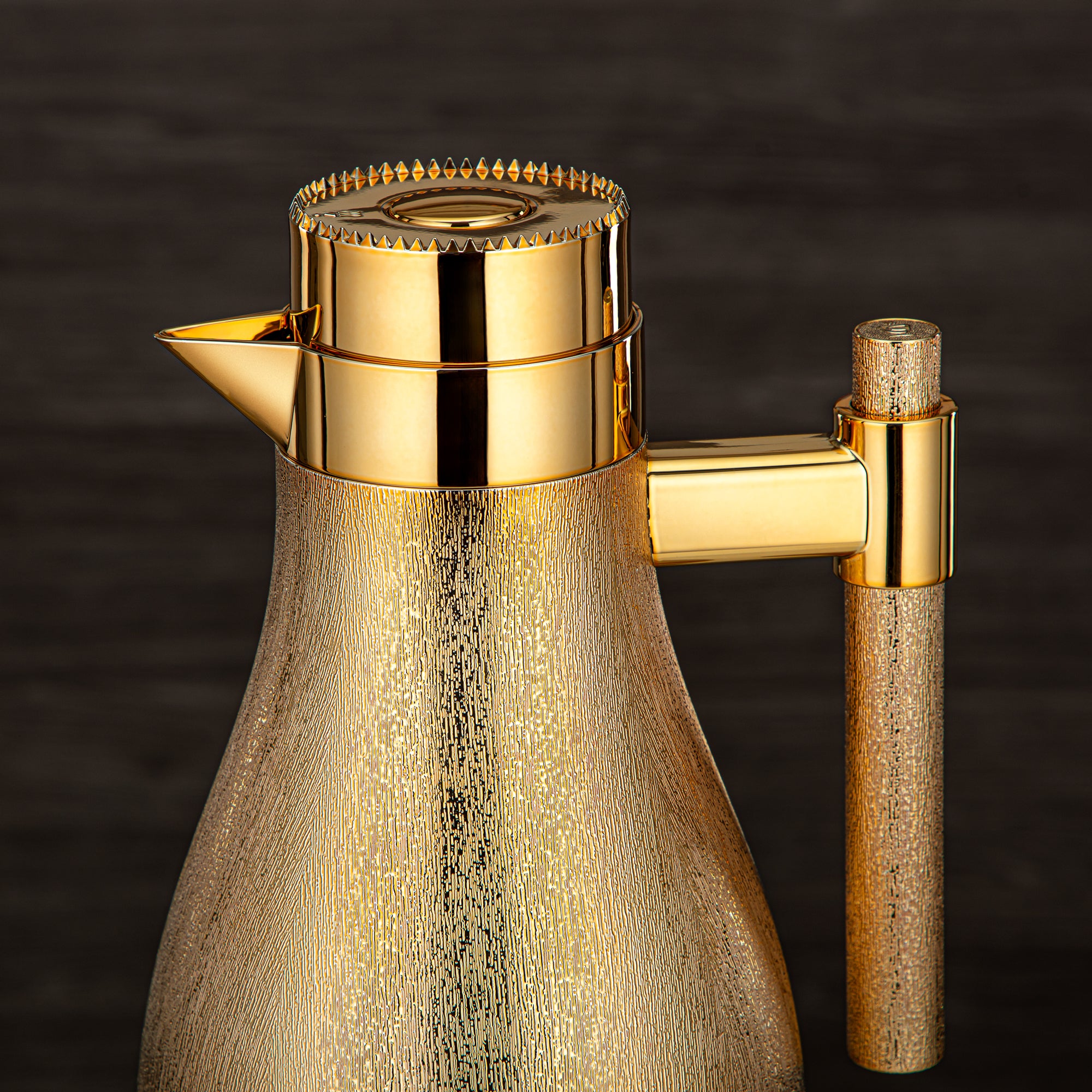 Almarjan Vacuum Flask Set ABS Push Button 1L + 1L Gold (GOK-G-G-G) - Elegant Serving