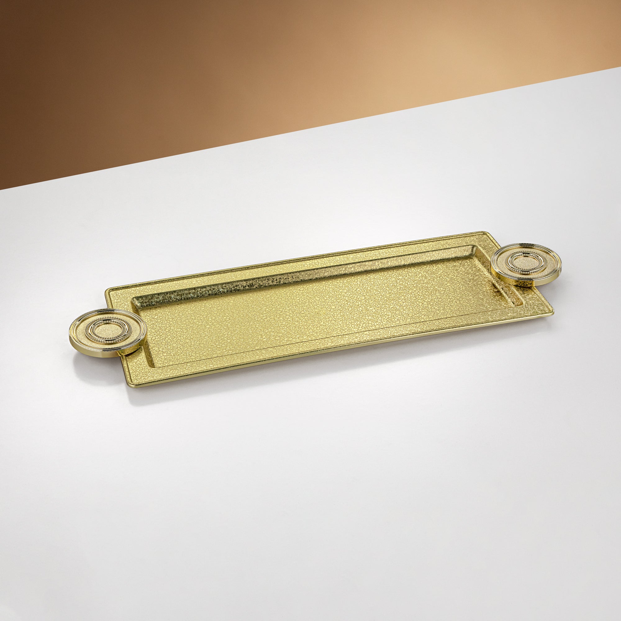 صينية تقديم المرجان 56 سم نحاس بتأثير التشقق