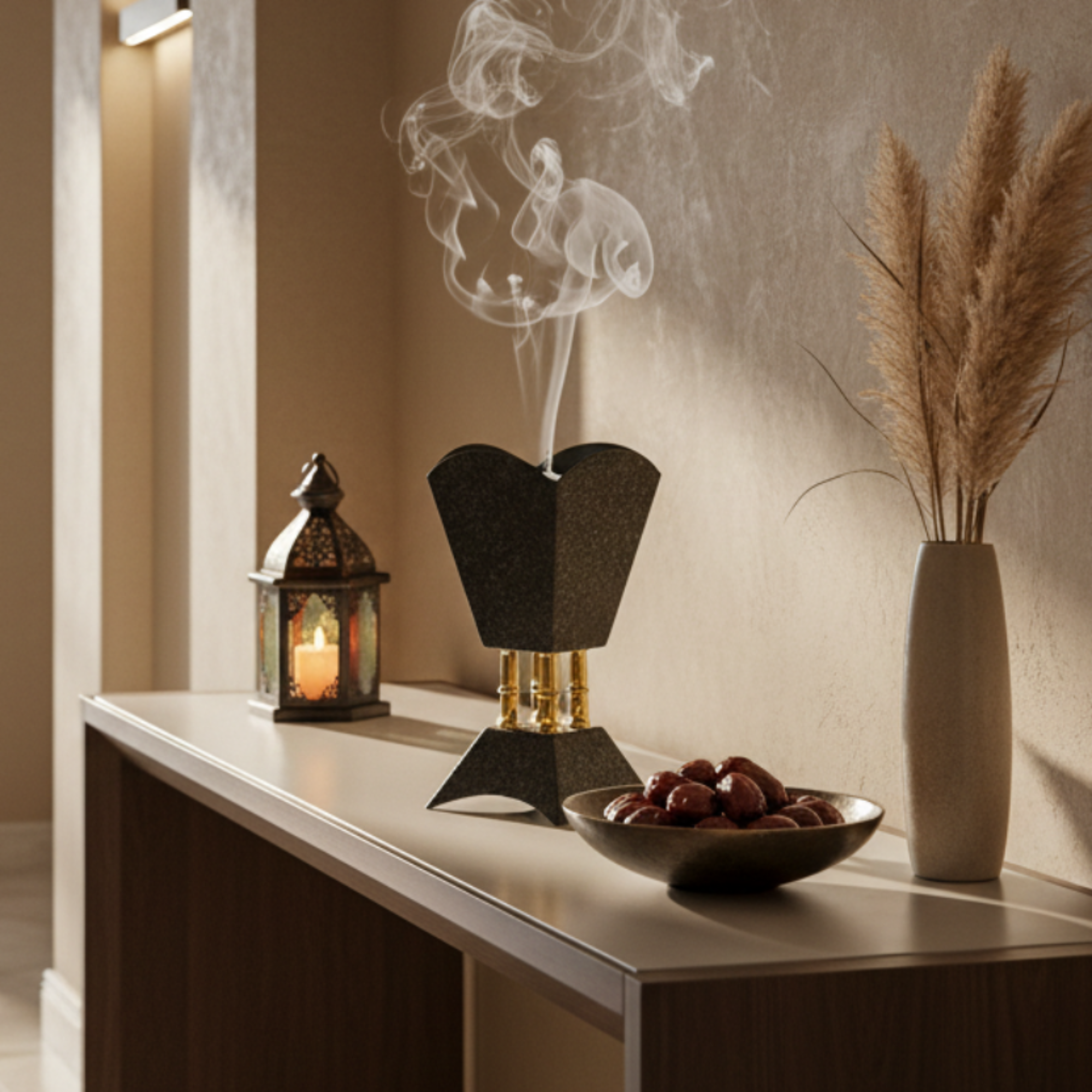 Almarjan Incense Burner Black & Gold 23.5cm