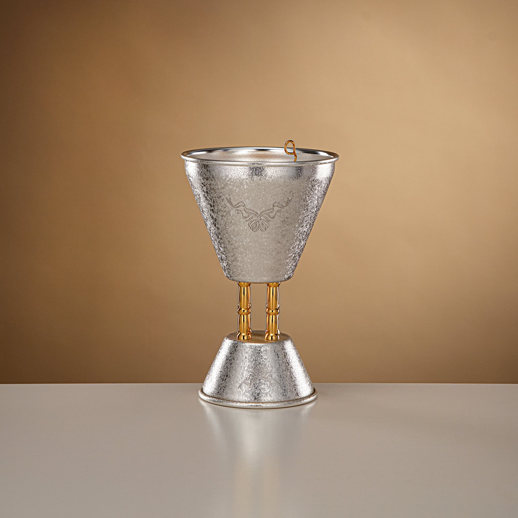 Almarjan Incense Burner Silver & Gold Crackle 21cm