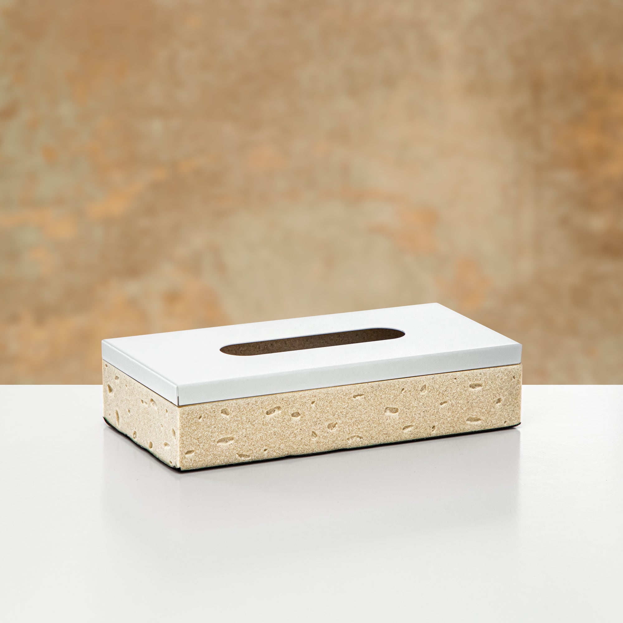 Almarjan Tissue Box Travertine & White