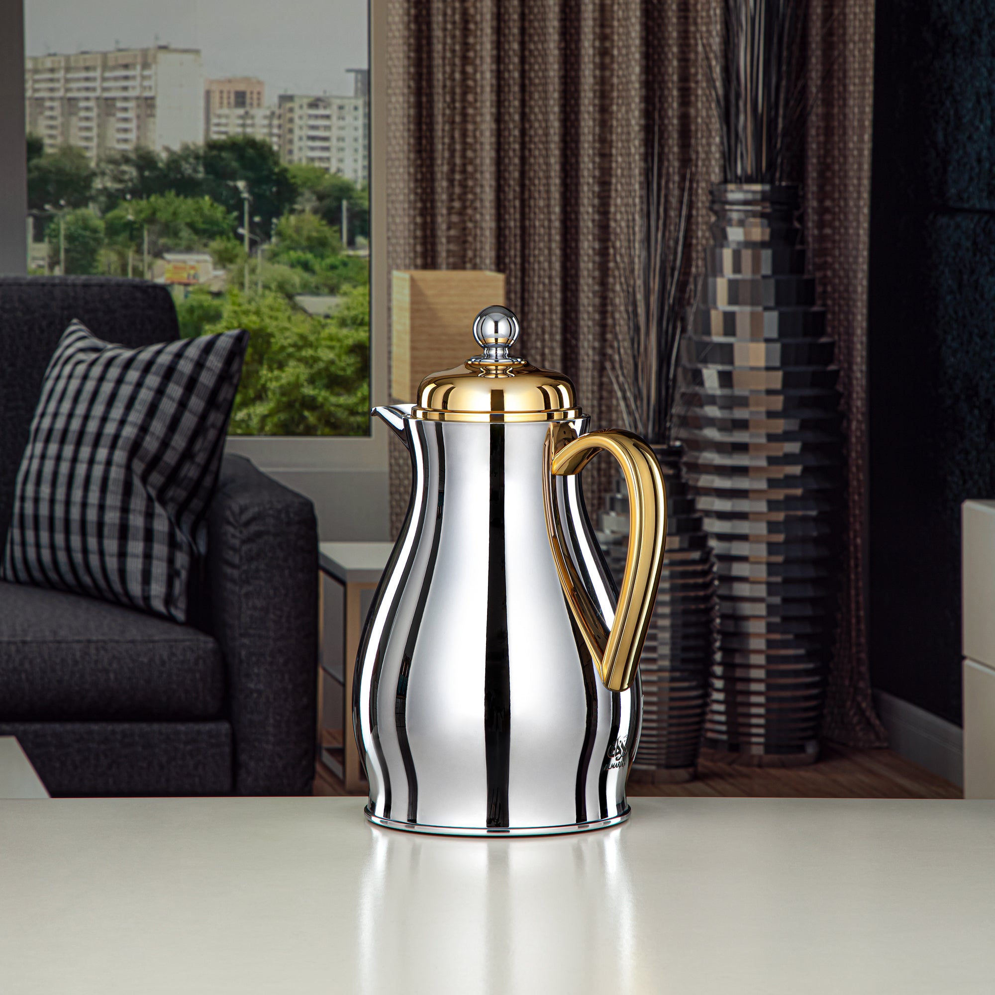 ترمس المرجان جسم معدني مع عبوة زجاجية 0.5L فضي وذهبي (RPA-050-SG) – مجموعة أناقة يومية