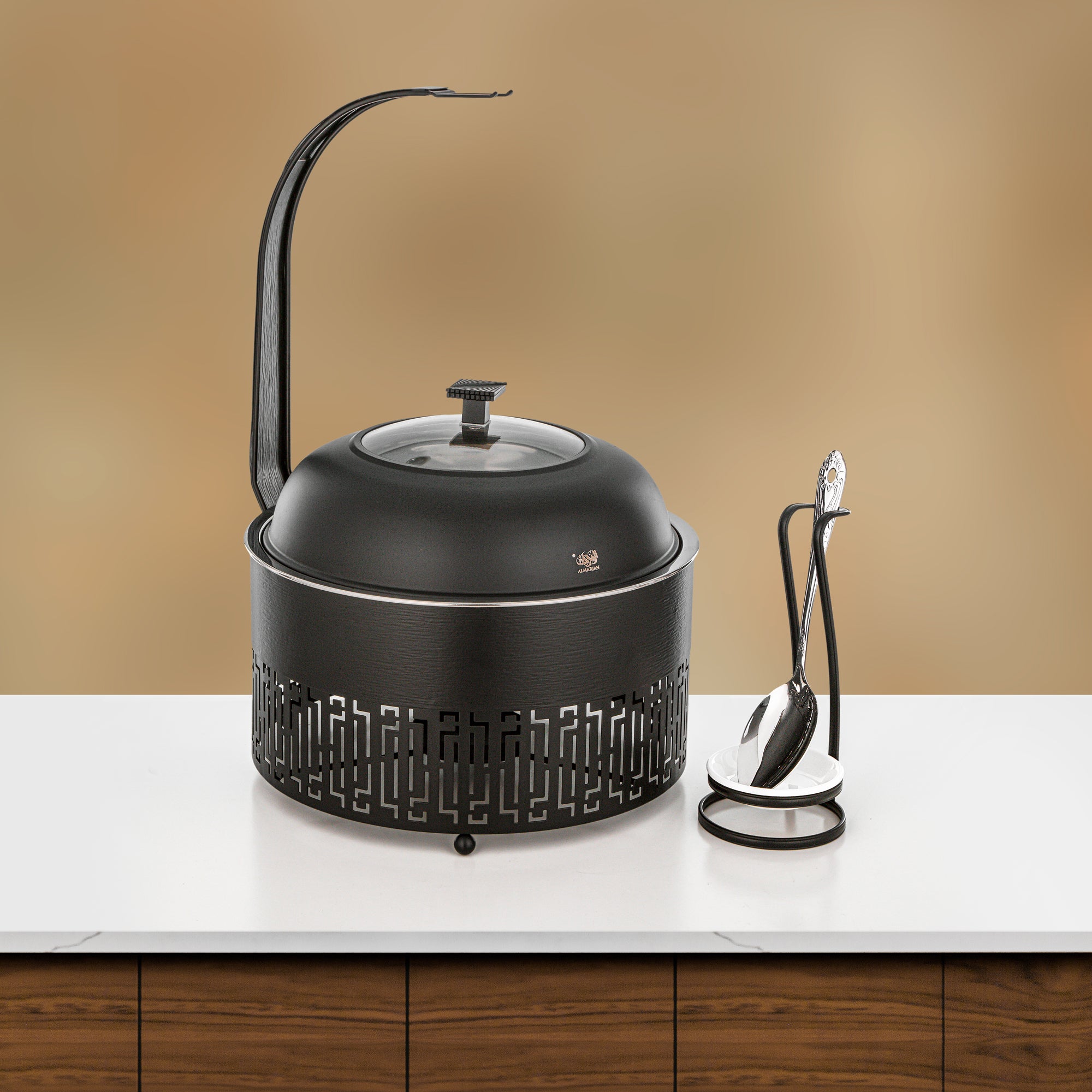 Almarjan 4 Lit Chafing Dish, Brushed Matt Black & Black