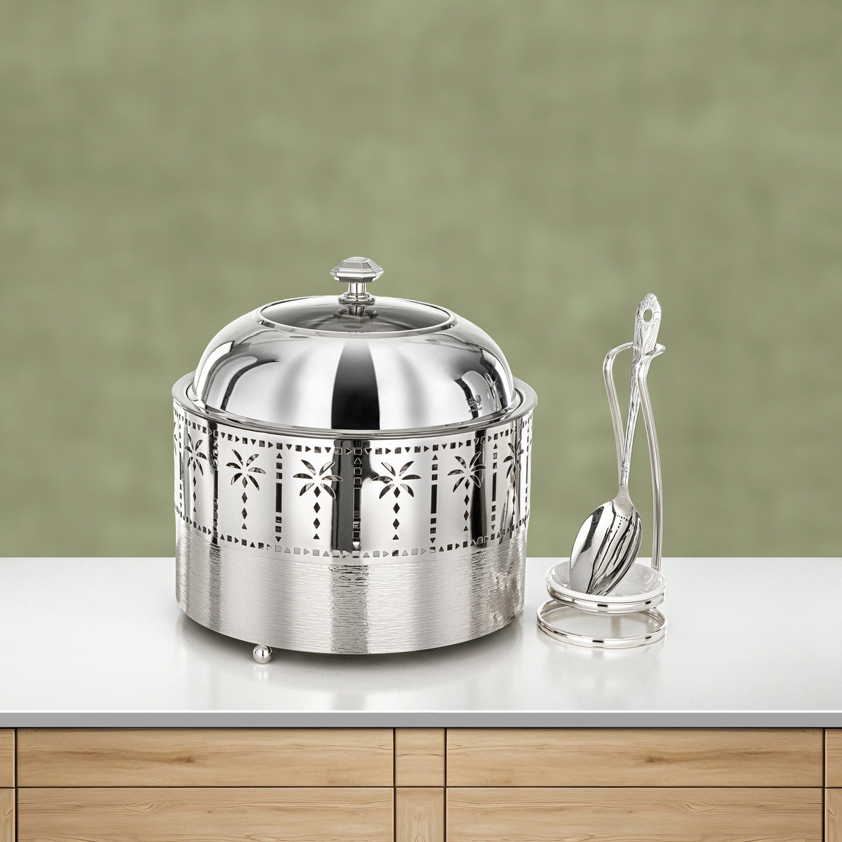 صحن تسخين المرجان 3 لتر، فضي مطفي