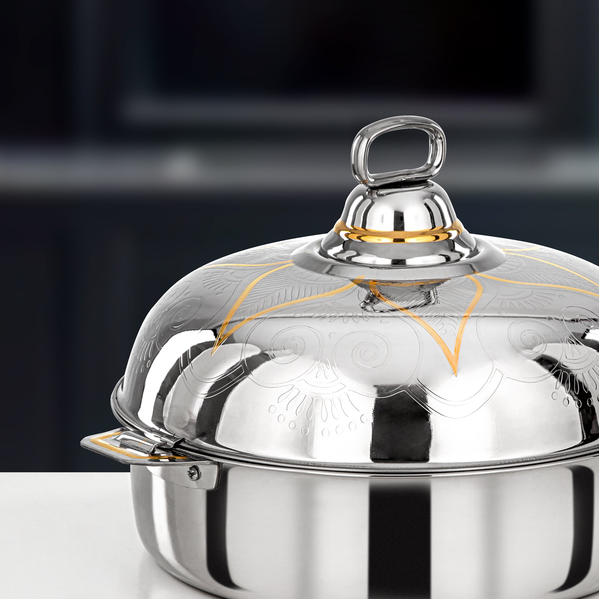 Almarjan Diwan Hot Pot 35cm Silver & Gold