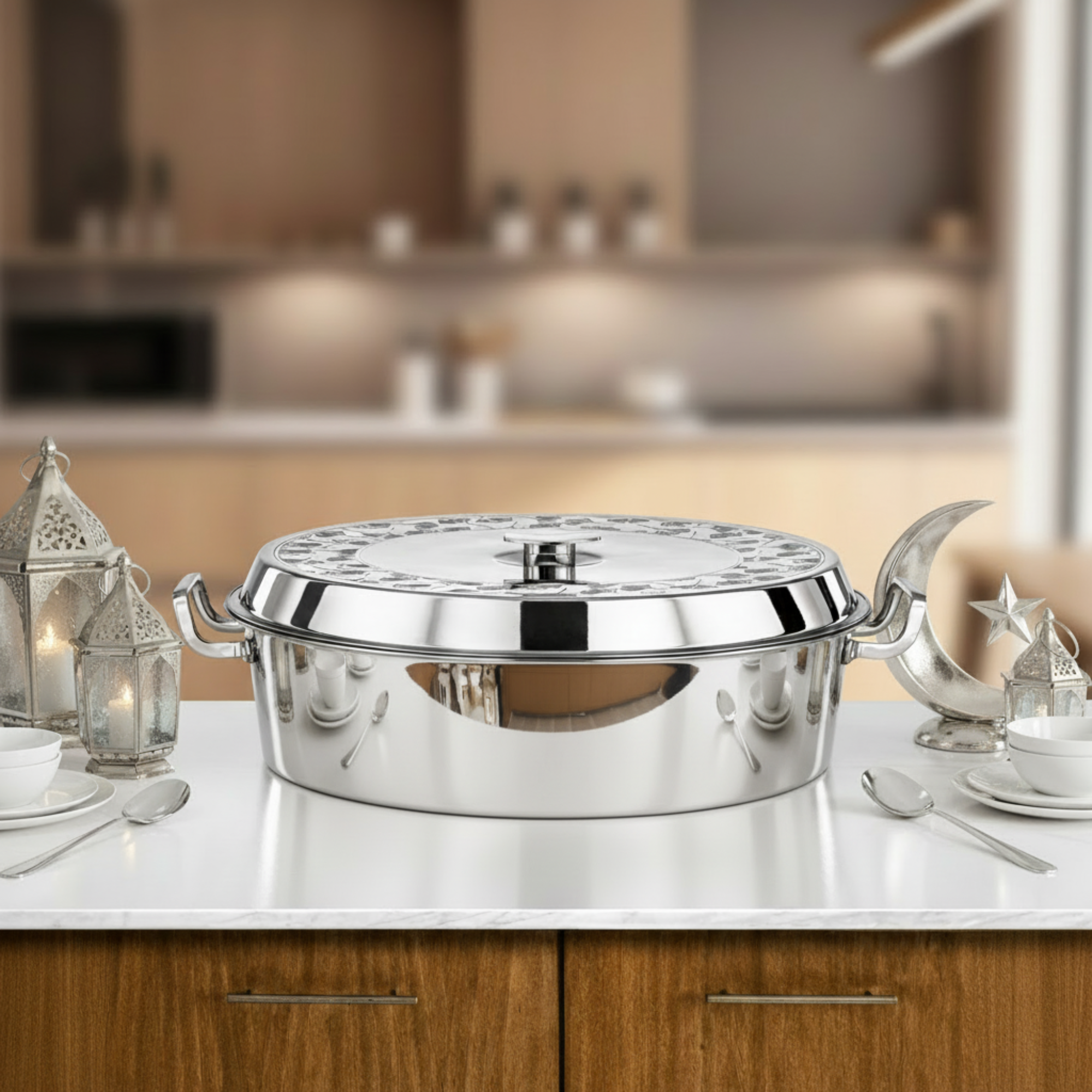 Almarjan Badr Hot Pot 40cm Silver