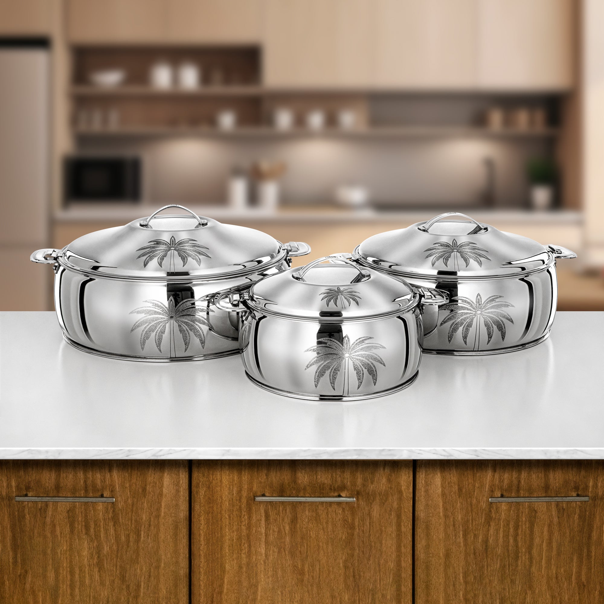 Almarjan Noor Hot Pot Set 3 Pieces Silver