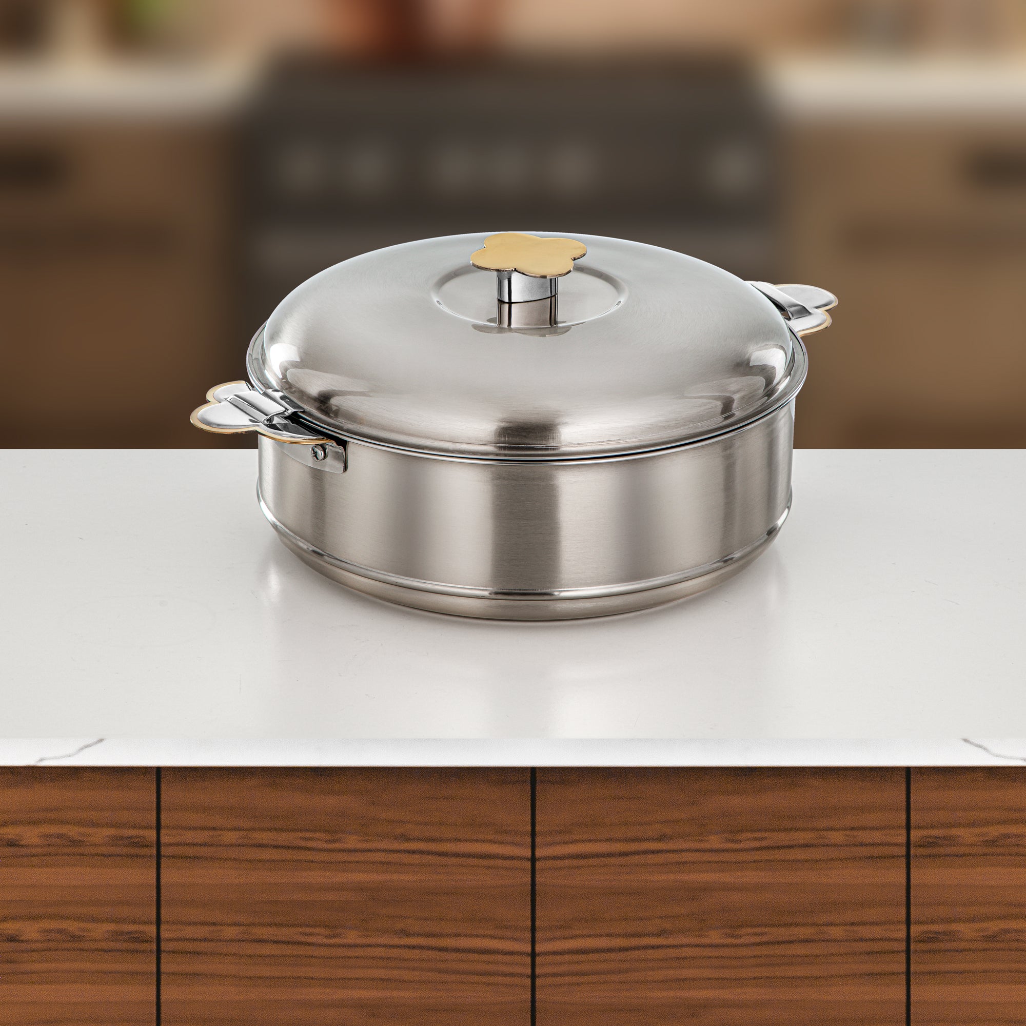 طقم حرارات المرجان فيدا، ٣ قطع بسعات ٢.٥ لتر، ٣.٥ لتر و٥ لتر، فضي غير لامع وذهبي