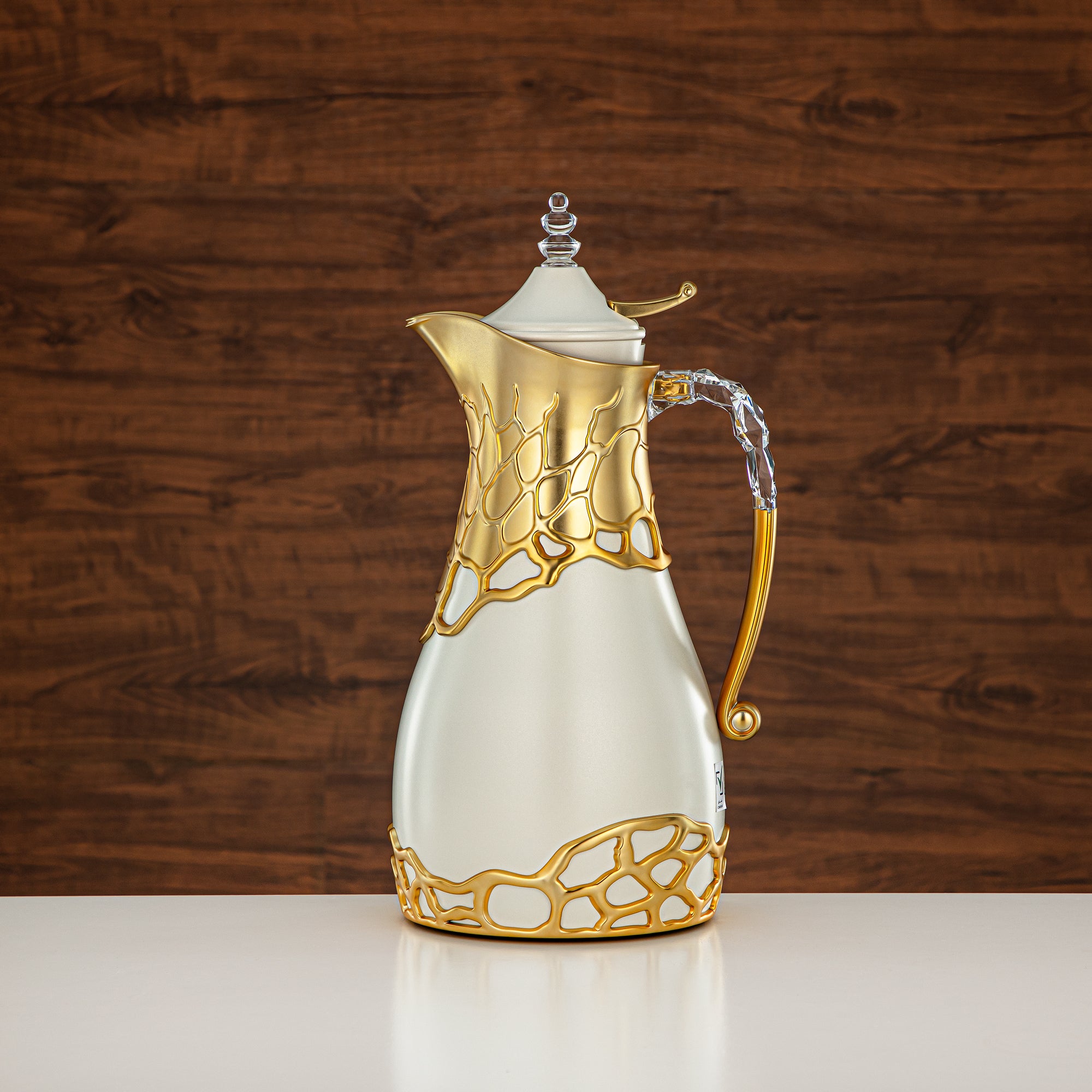 طقم ترامس المرجان بجسم معدني 0.7 لتر و1 لتر بمقبض ABS وأكريليك (VBC-0700/1000 Q330YZE22) – عاجي وذهبي مطفي لتقديم الشاي والقهوة