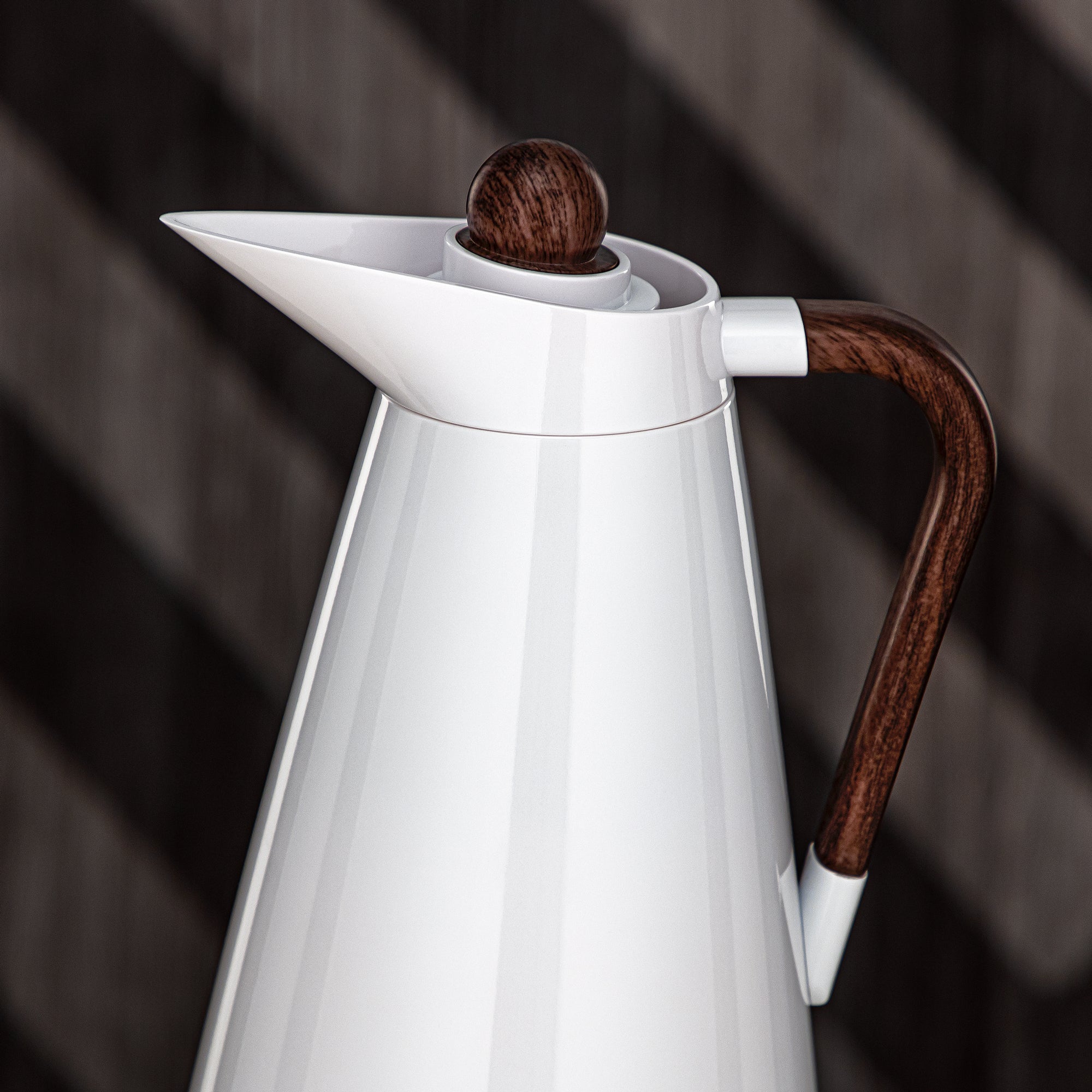 Almarjan Vacuum Flask Set Pearl White & Wood (VSP-00700/1000 Q1ZP125Y)