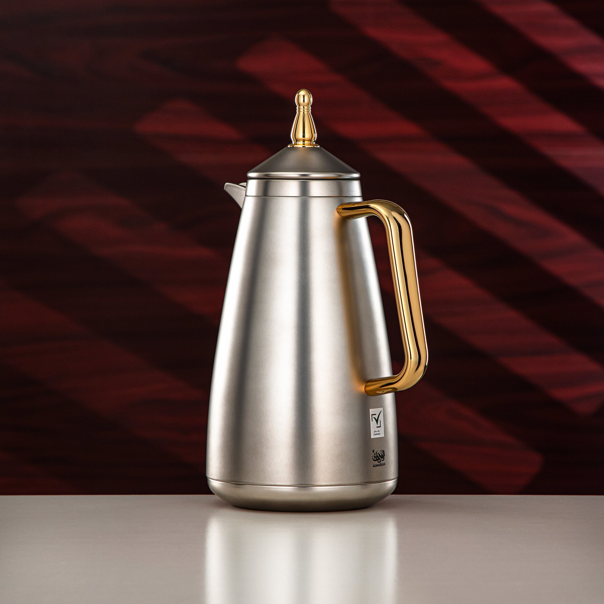 Almarjan Vacuum Flask Set 1L + 1L Matte Silver & Gold