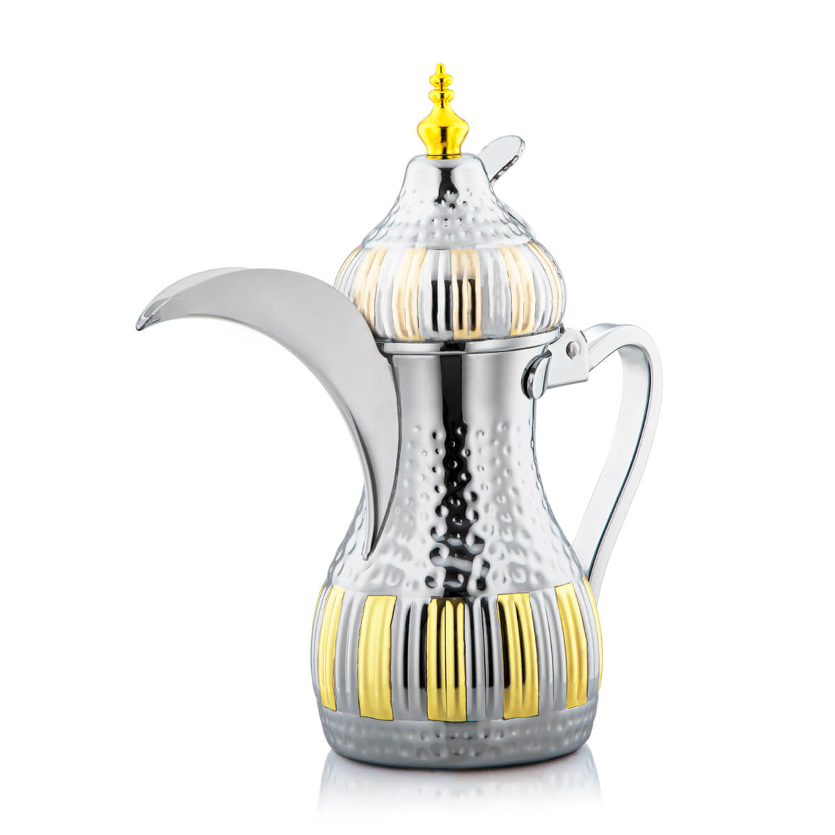 Almarjan 0.75 Liter Stainless Steel Dallah Silver & Gold - STS0010726