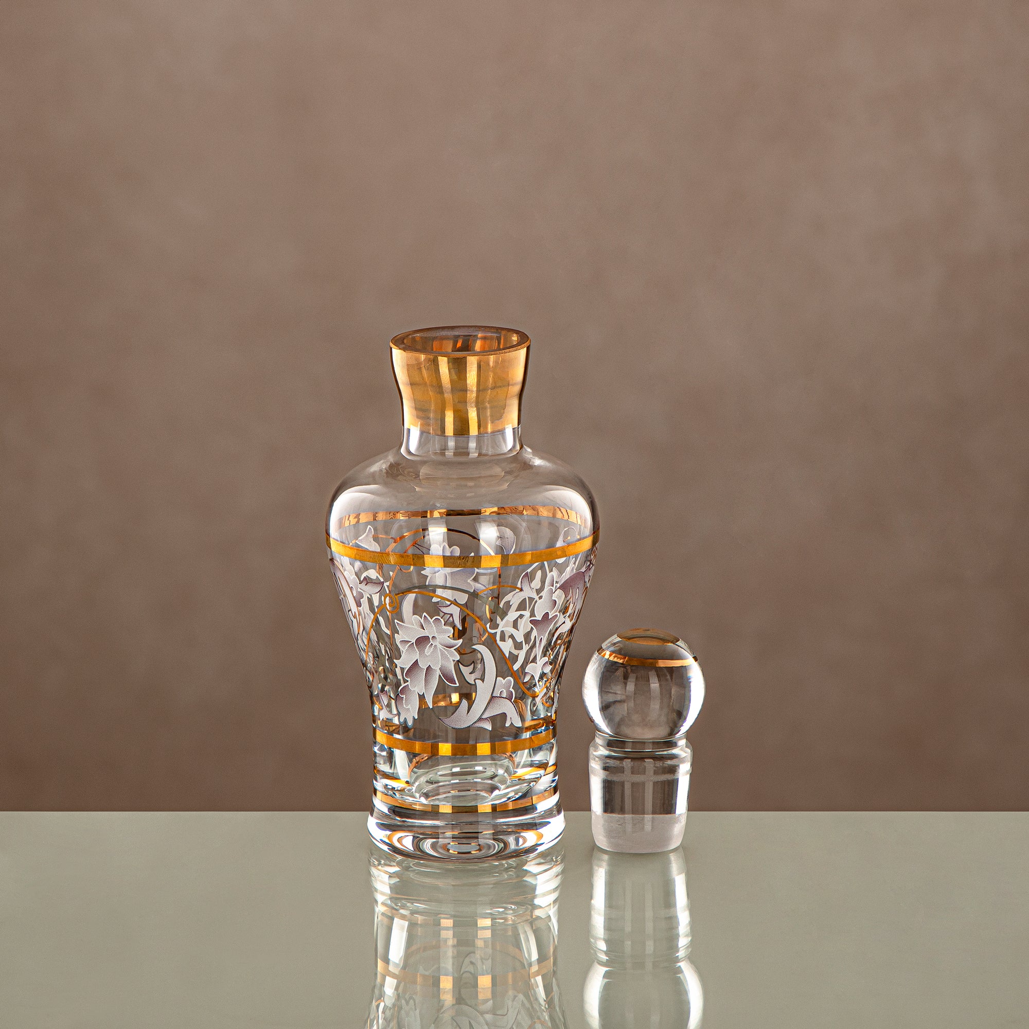 زجاجة عطر المرجان 12.5 تولا، زجاج، نقش شفاف وذهبي (0865P-ZQDL) - زجاجة دهن عود