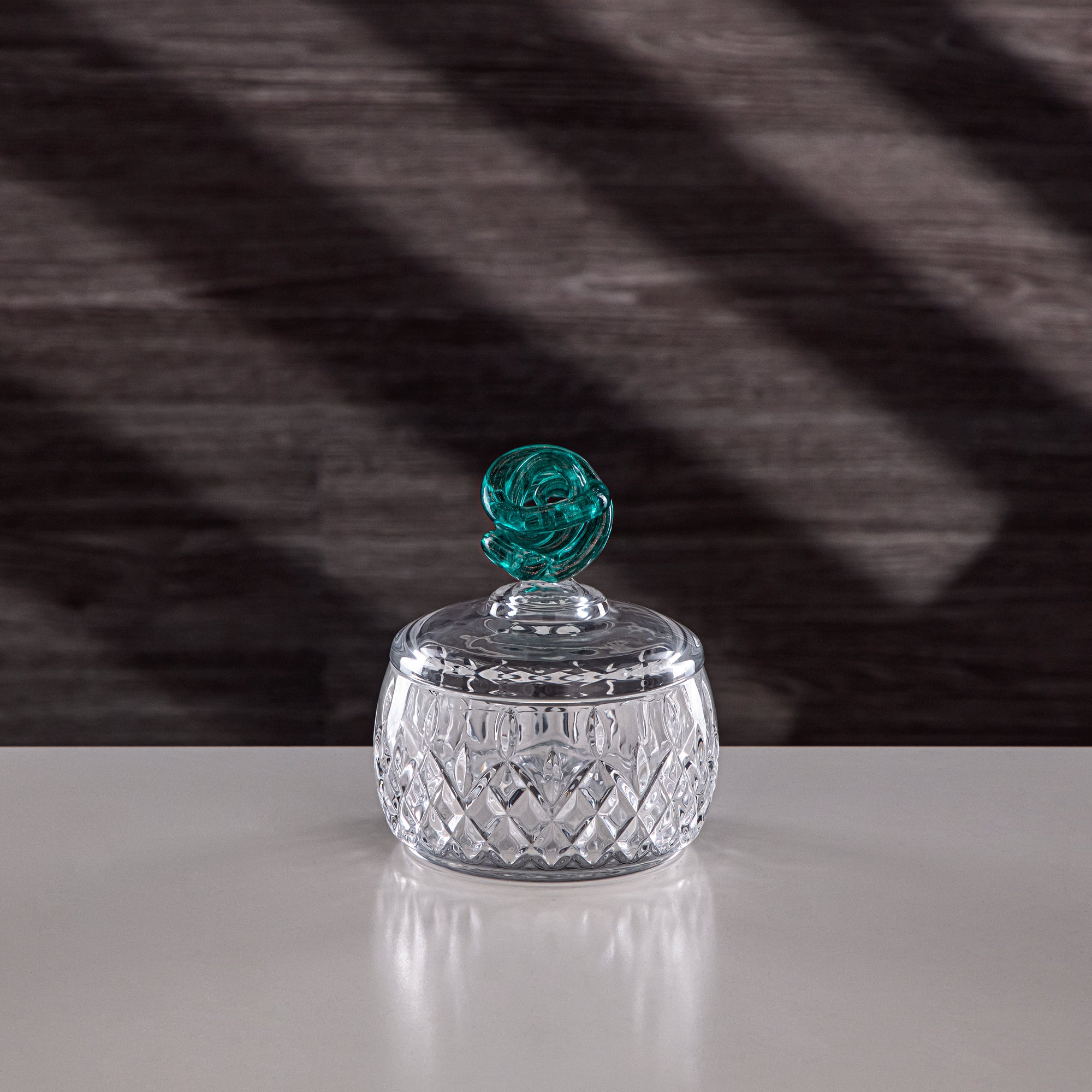 Almarjan Sugar Bowl Glass Clear with Turquoise Knot