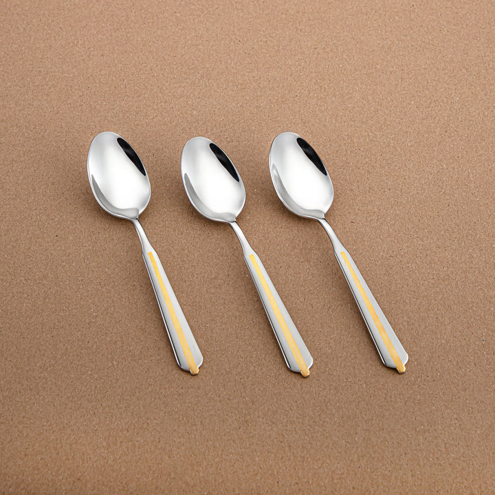 Almarjan 3-Piece Stainless Steel Tea Spoon Set – Mirror Finish, Silver & Gold CUT1620039