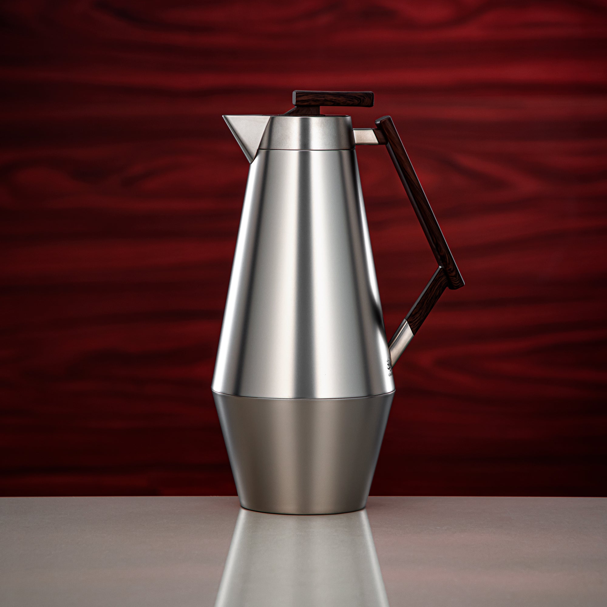 طقم ترامس المرجان 0.7 لتر و1 لتر بلمسة نيكل مطفي وخشب داكن مطفي