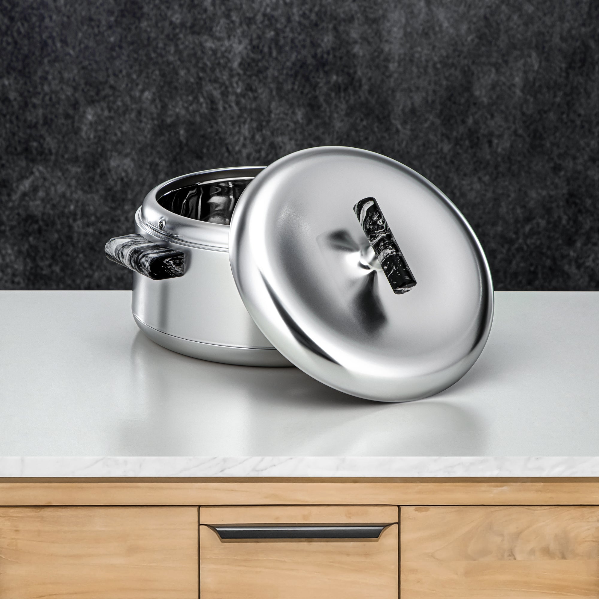 المرجان حرارات Set ABS 1L, 2.5L, 3L Matt silver & black marble (EL-100/250/300 MC/BM)