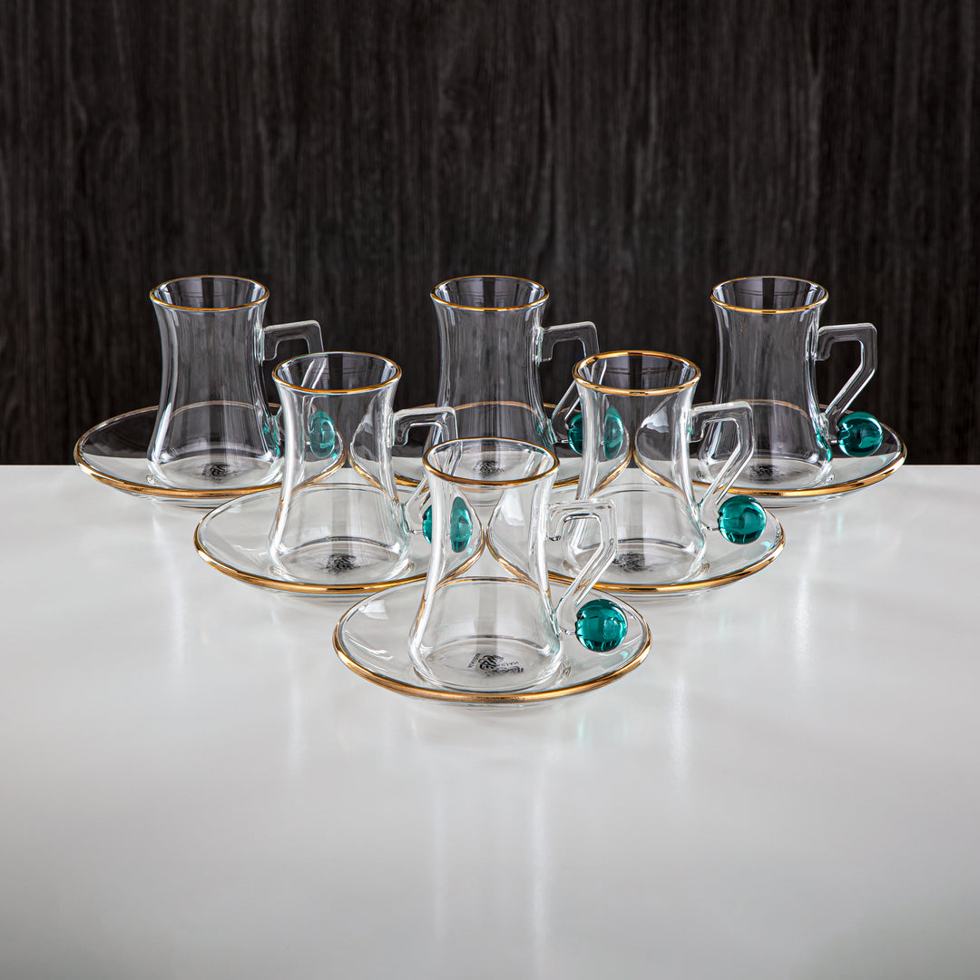 Almarjan 6 Pieces Borosilicate Glass Tea Cup Set - FB803-12 DG/G