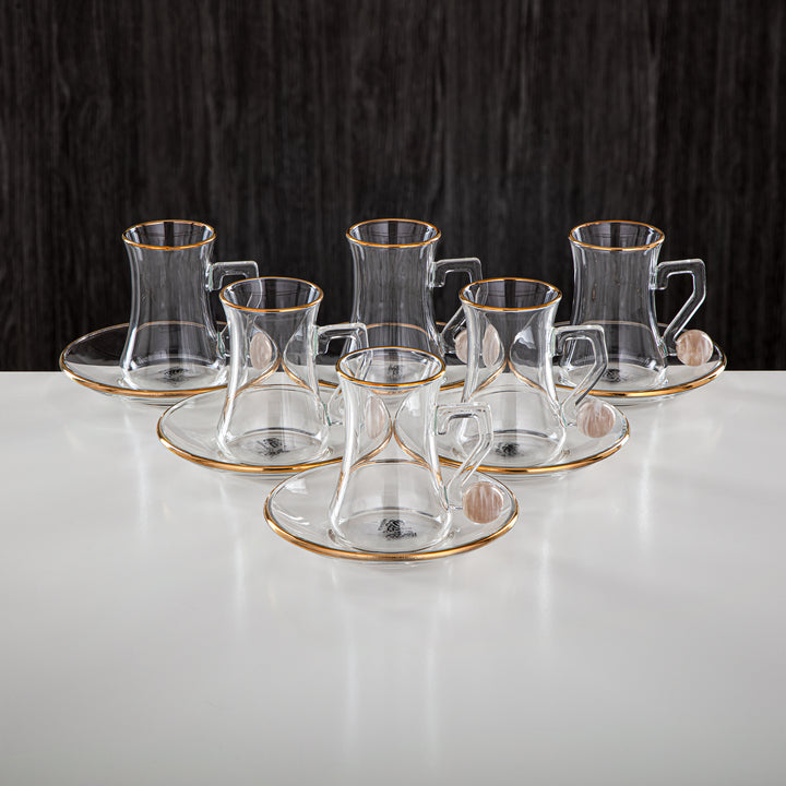 Almarjan 6 Pieces Borosilicate Glass Tea Cup Set - FB803-12 PBG/G