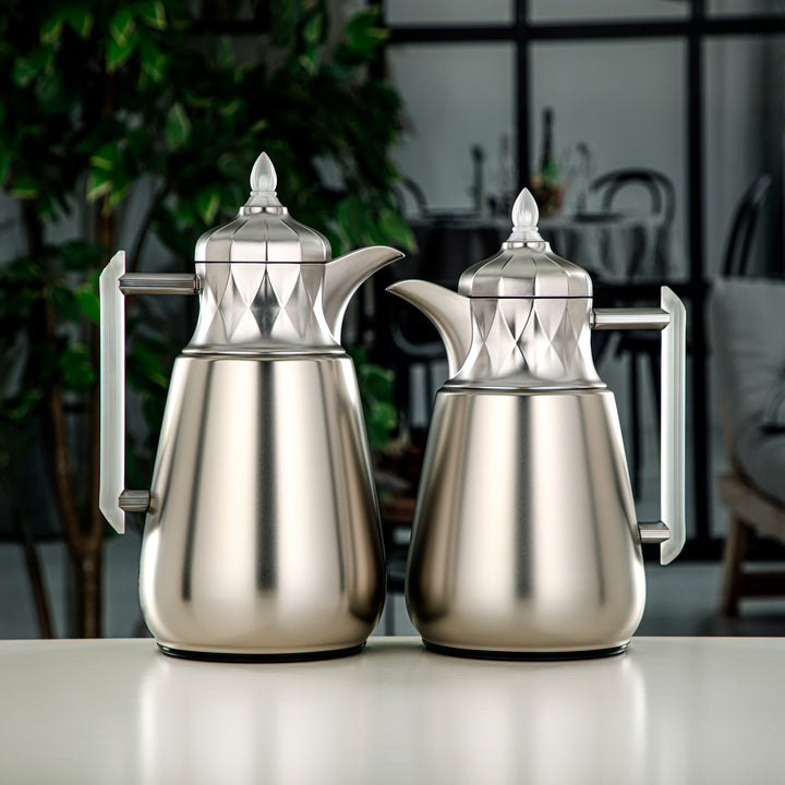 Almarjan 2 Pieces Vacuum Flask Set Matte Silver & Frost - FG805-070/100 MC/FA