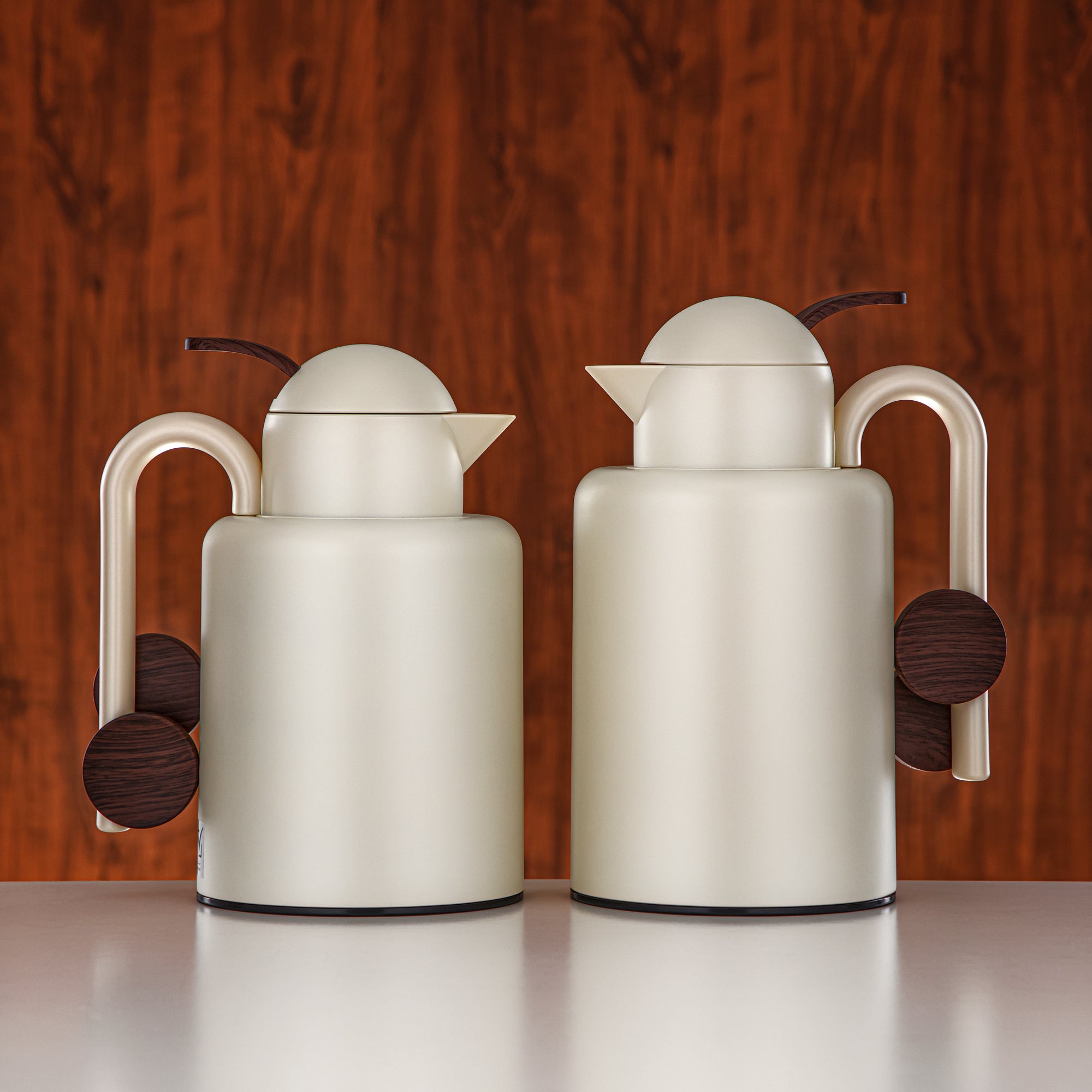 Almarjan Vacuum Flask Set Pearl White & Dark Wood (FG819-100/150 PW/DW)