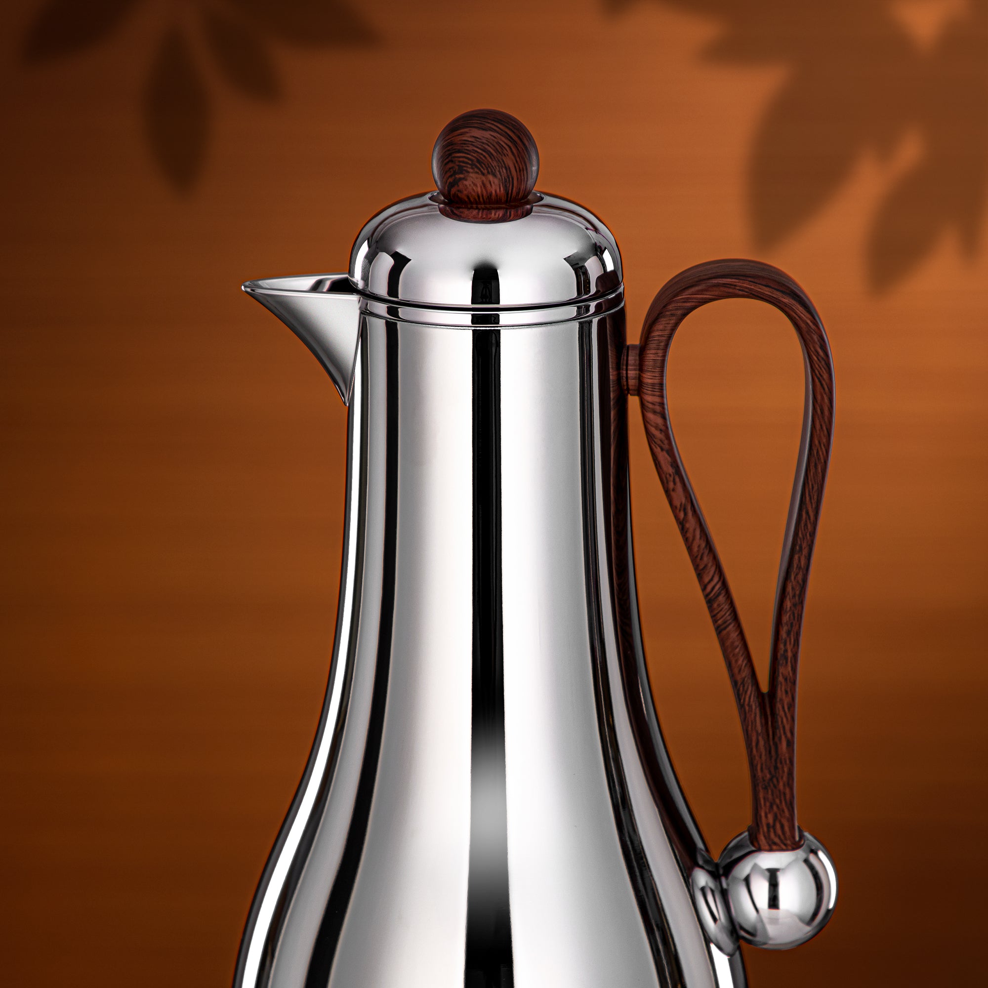 طقم ترامس المرجان 1 لتر + 1 لتر فضي وخشب داكن