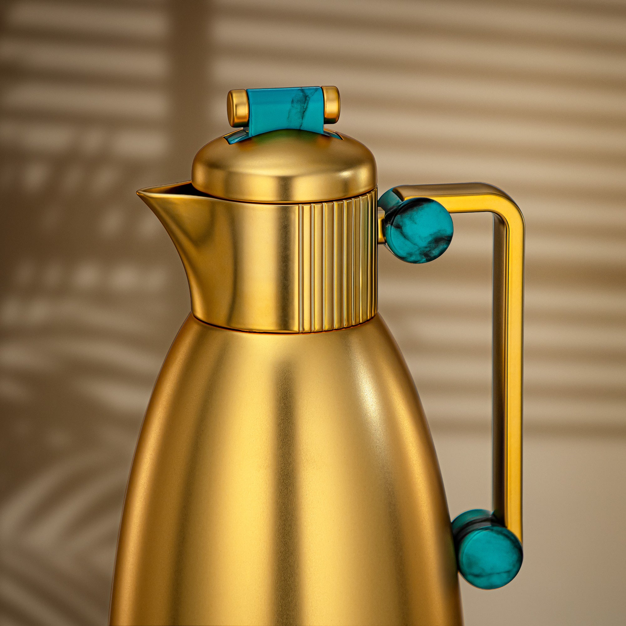 Almarjan Vacuum Flask Set 0.7L & 1L Matt Gold & Tiffany Green