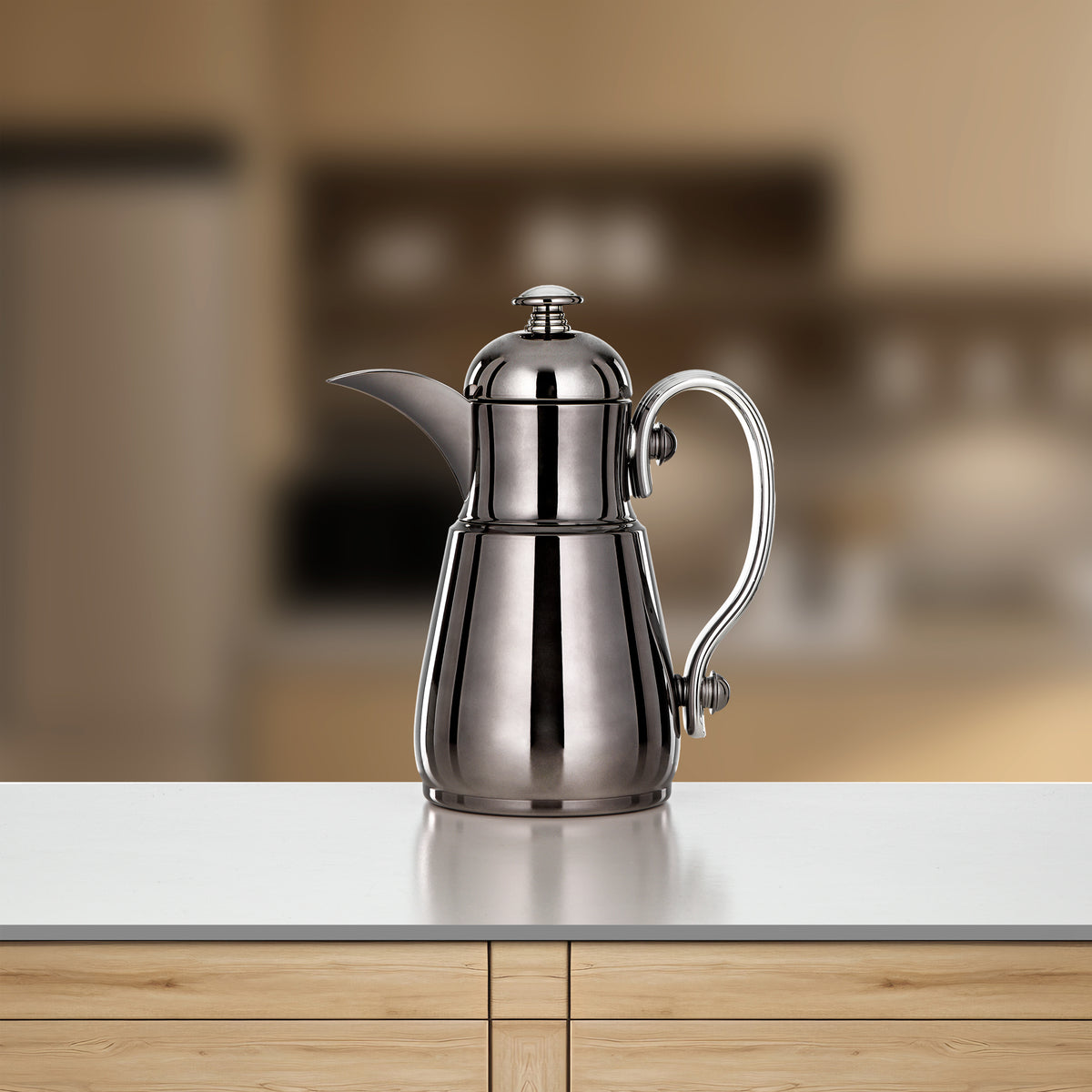 Almarjan Double Wall Vacuum Flask 0.5 Lit, Gun Black & Silver