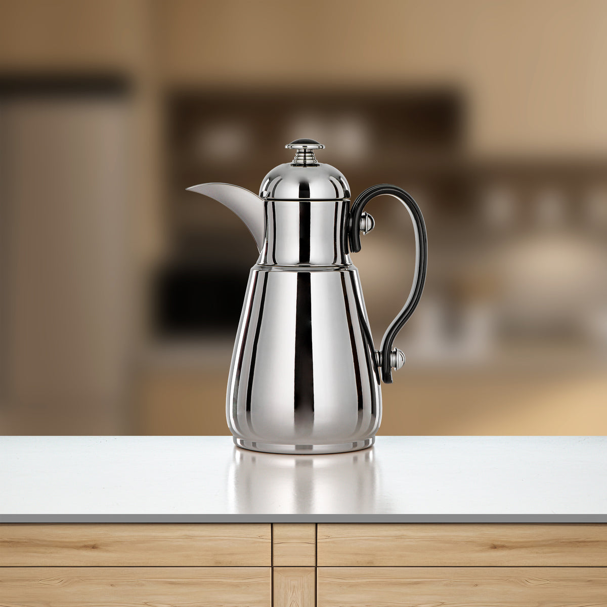 Almarjan Double Wall Vacuum Flask 0.7 Lit, Silver & Black