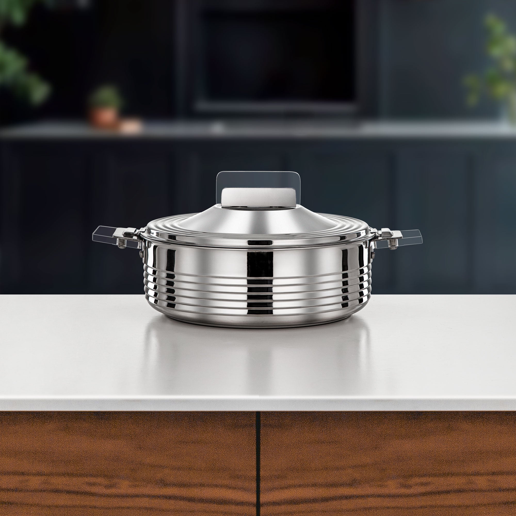 Almarjan Mahra Hot Pot Set of 4 Stainless Steel Silver (H25P3)