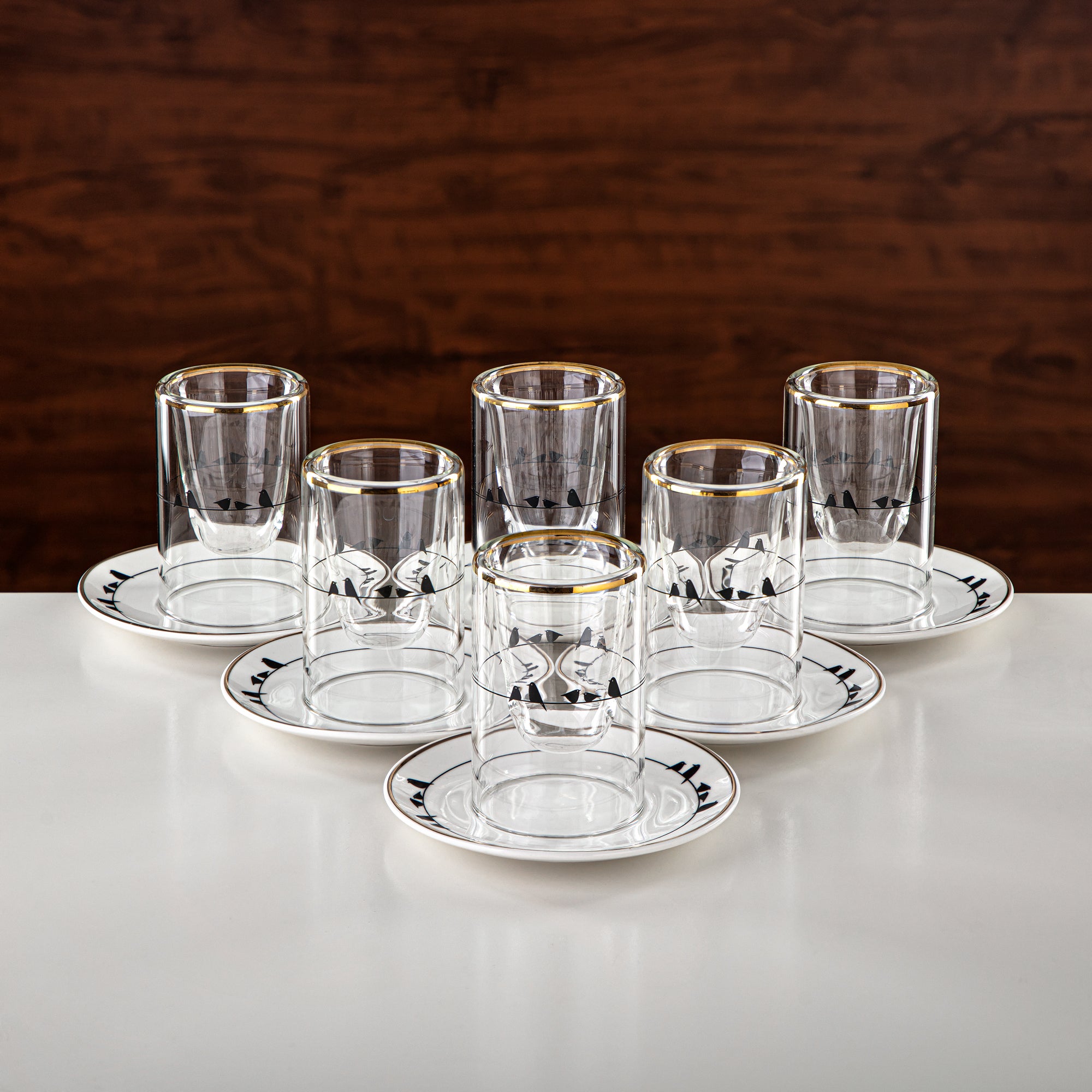 Almarjan Tea & Coffee Set 18 Pieces, Glass & Porcelain (GLS2630056) - Modern Serveware