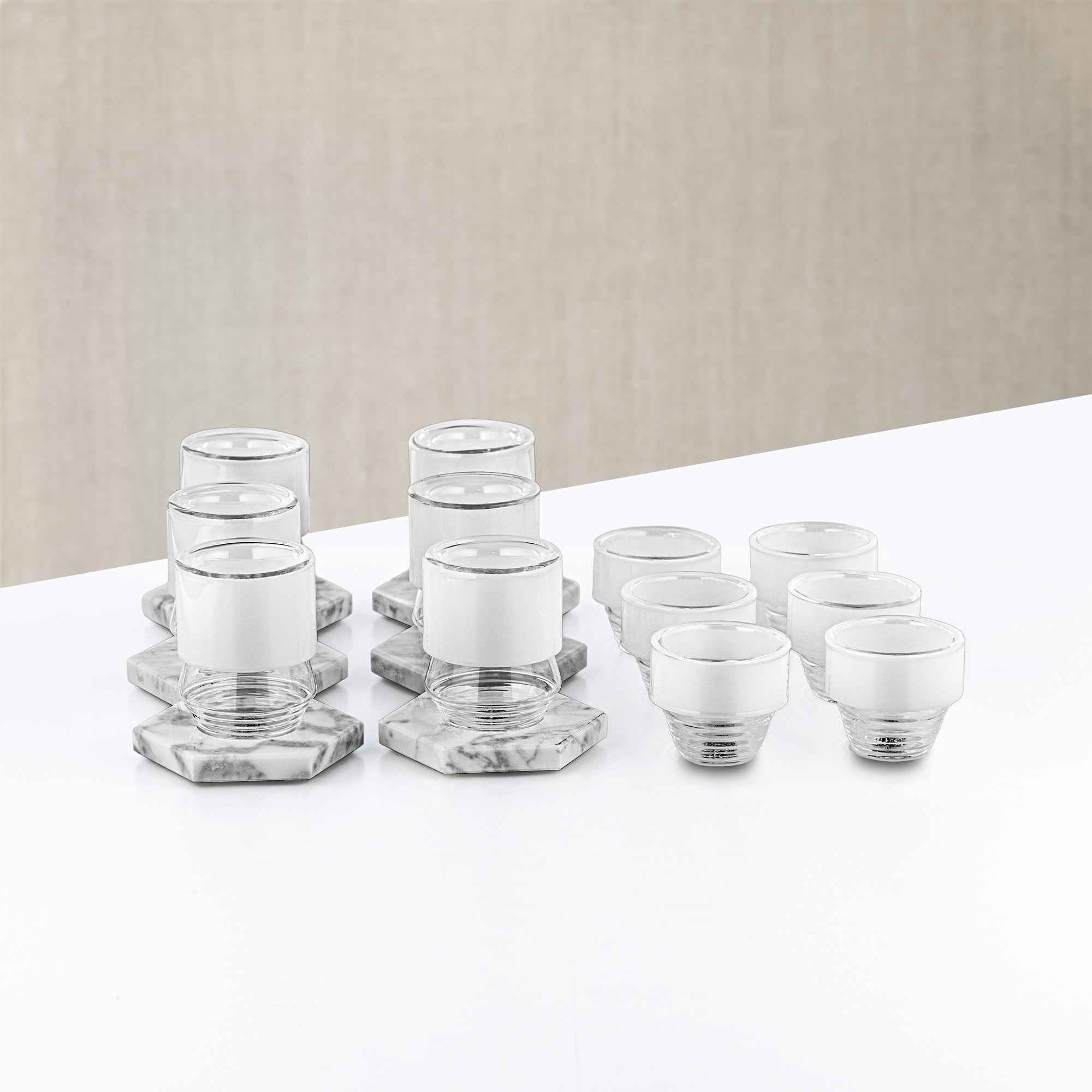 Almarjan Vacuum Flask & Tea Set 20 Pieces Silver Marble