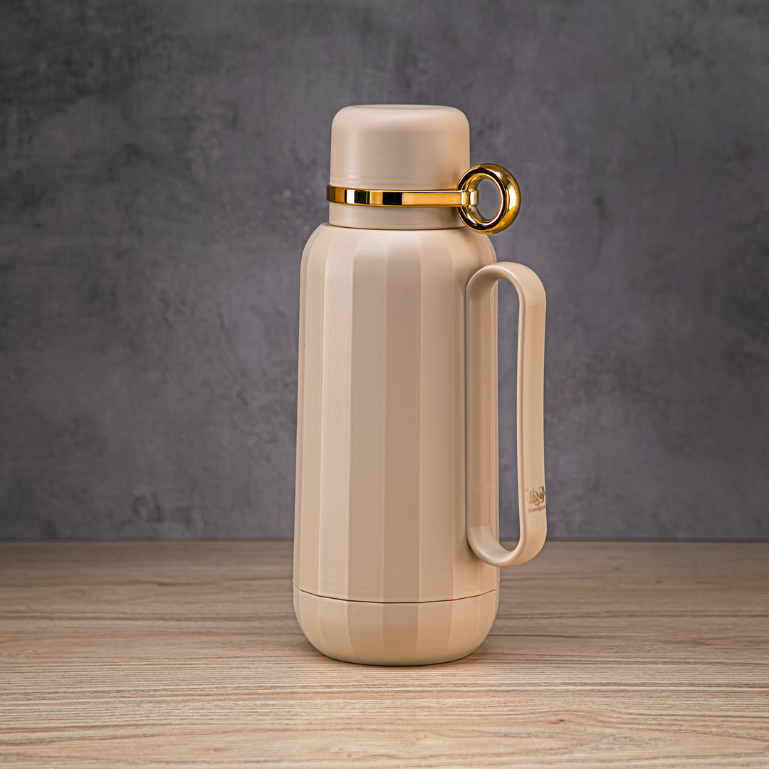 Almarjan 1 Liter Vacuum Flask Beige & Gold - GT101 MBGG