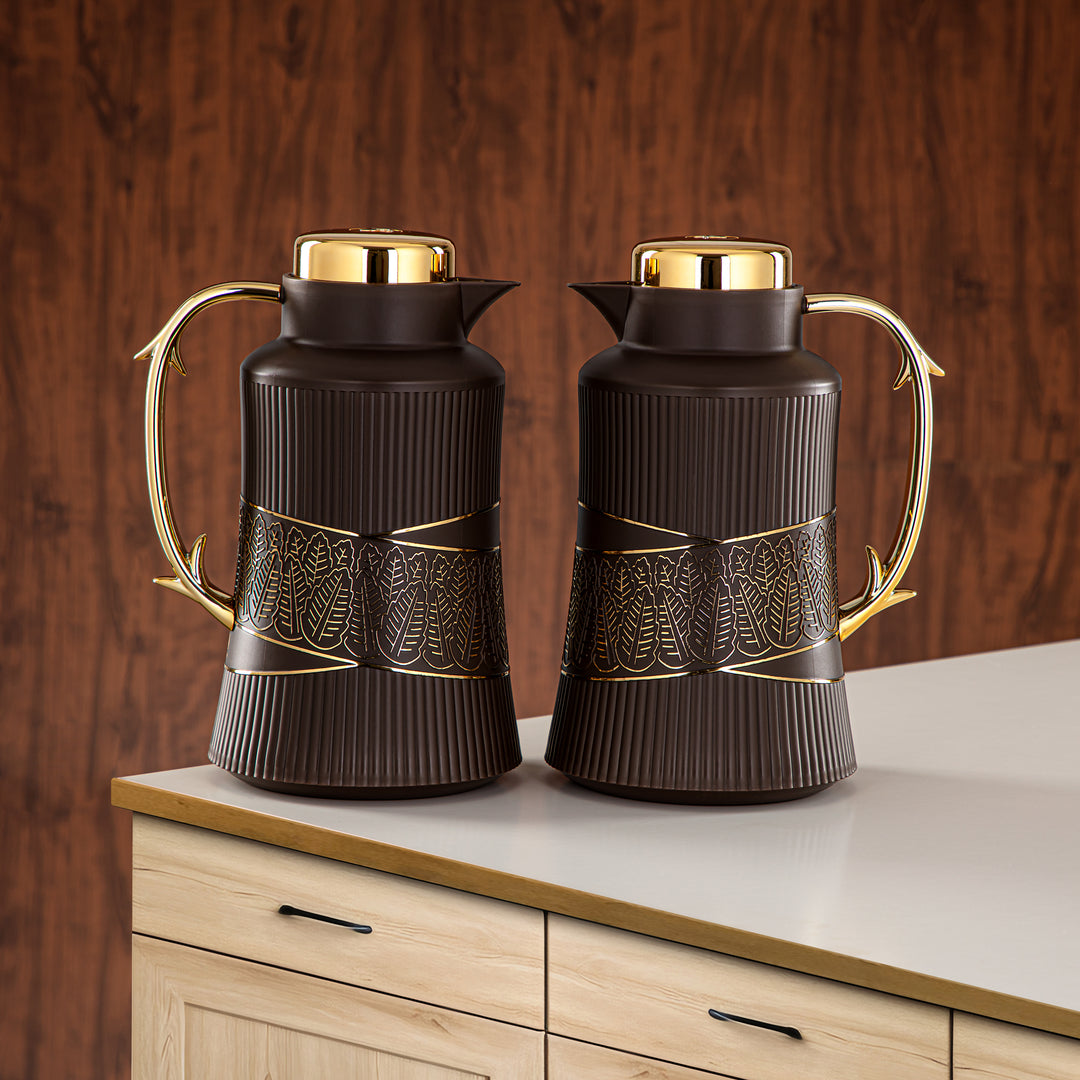 Almarjan 2 Pieces Vacuum Flask Set Brown & Gold - GT112AB-100 BR/G